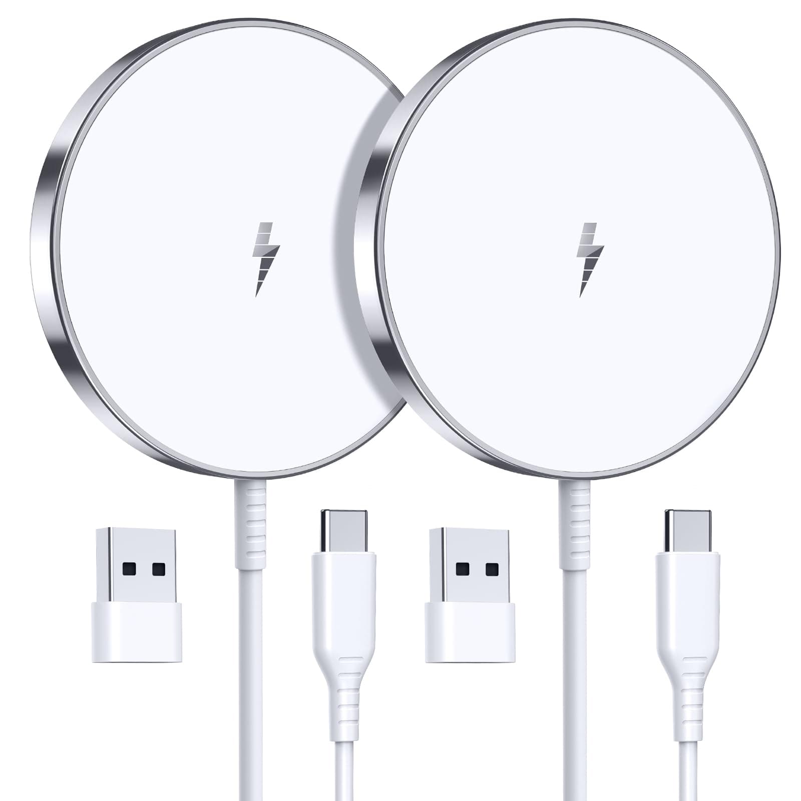 Magnetic Wireless Charger 15W Fast Mag Safe Charger for Cell iPhone 17 Pro Max/17 Pro/17 Air/17/16/15/14/13/12 Series 2 Pack Charging Pad for AirPods 3/2/Pro 2/Pro Mag-Safe Original Replacement