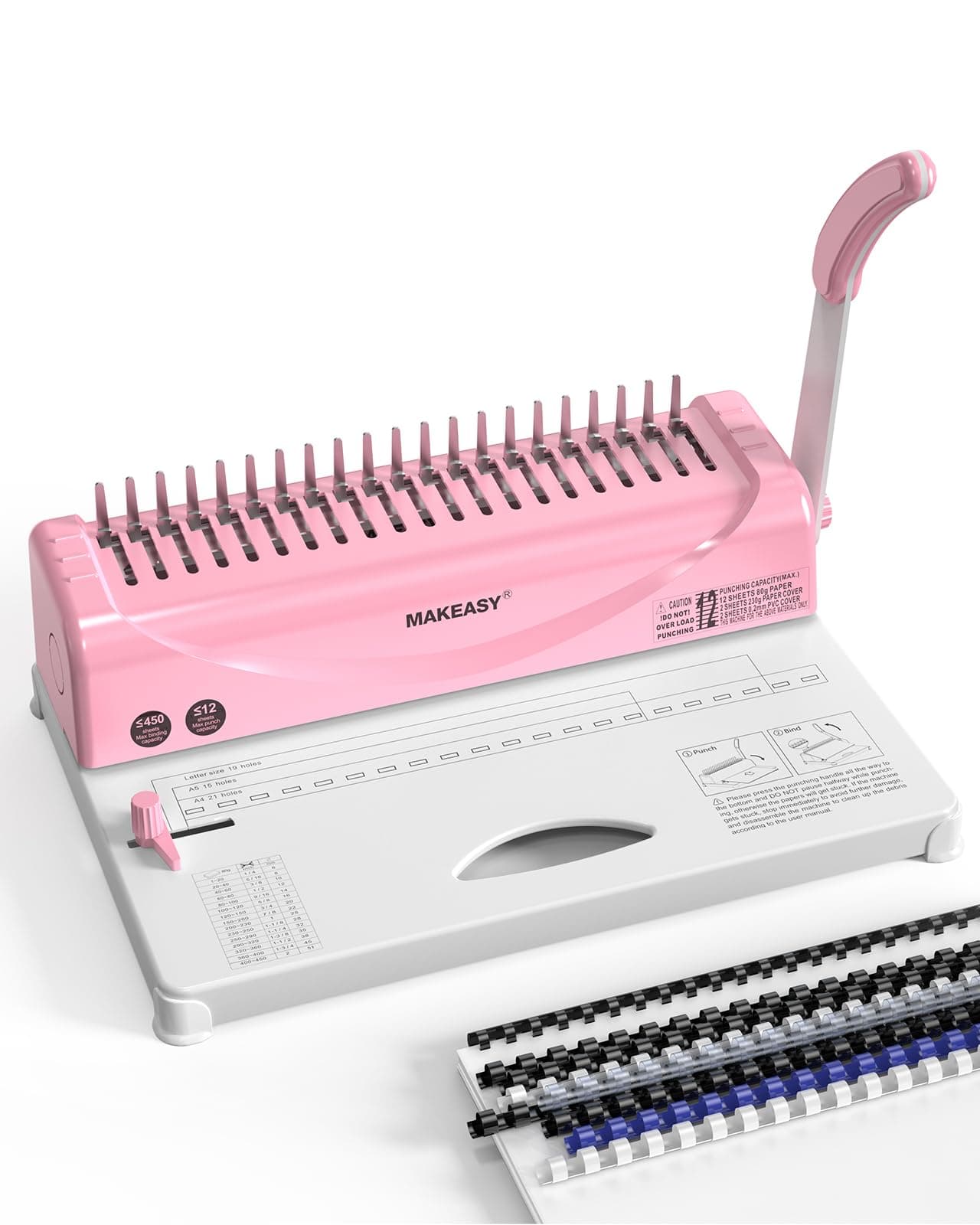 Binding Machine, 21-Hole, Comb Binding Machines with 100PCS Comb Bindings Spines, Comb Binder for Letter Size, A4, A5 Paper