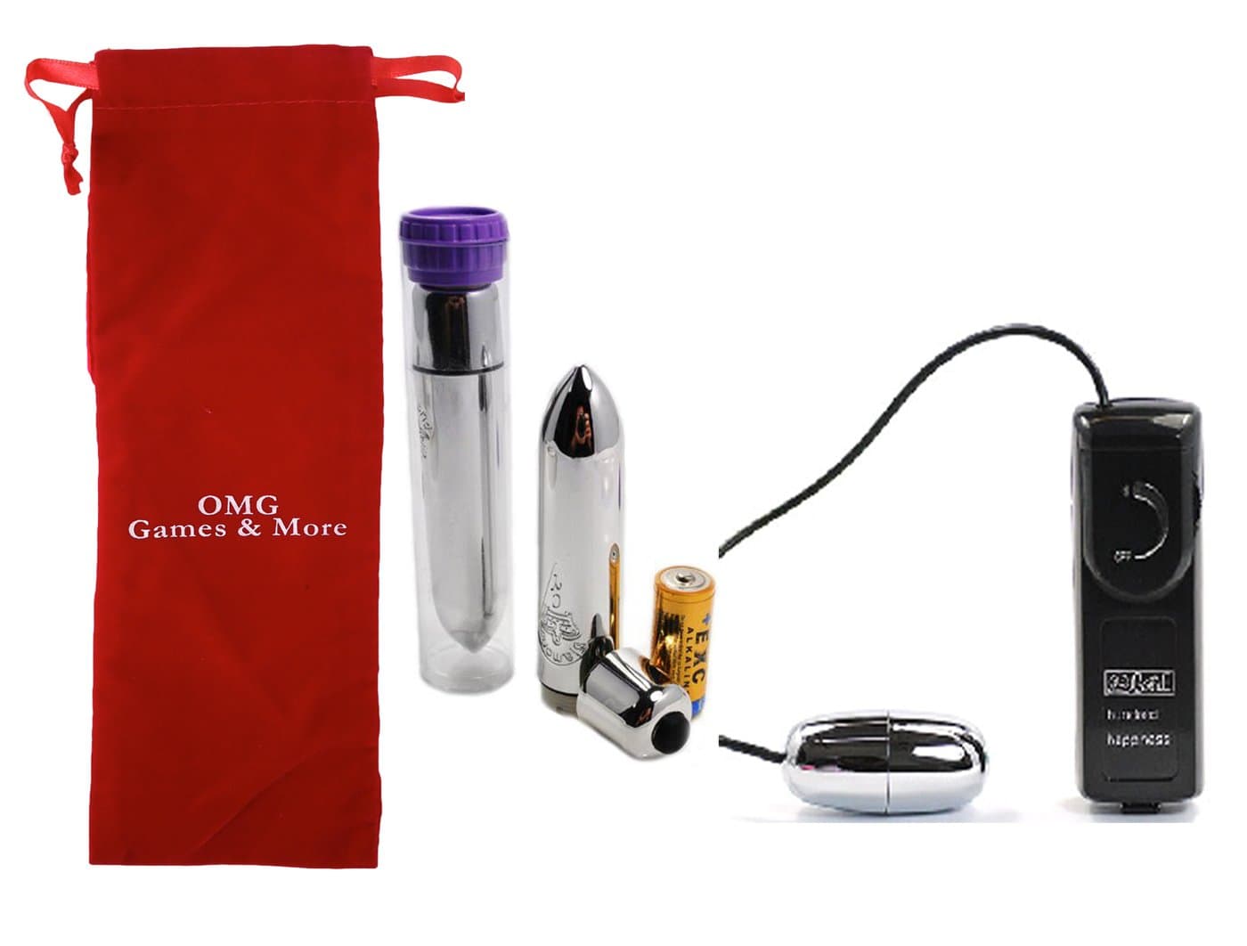 OMG Multi-speed Vibrating Egg, Silver, and OMG Powerful Vibrating Bullet, Silver