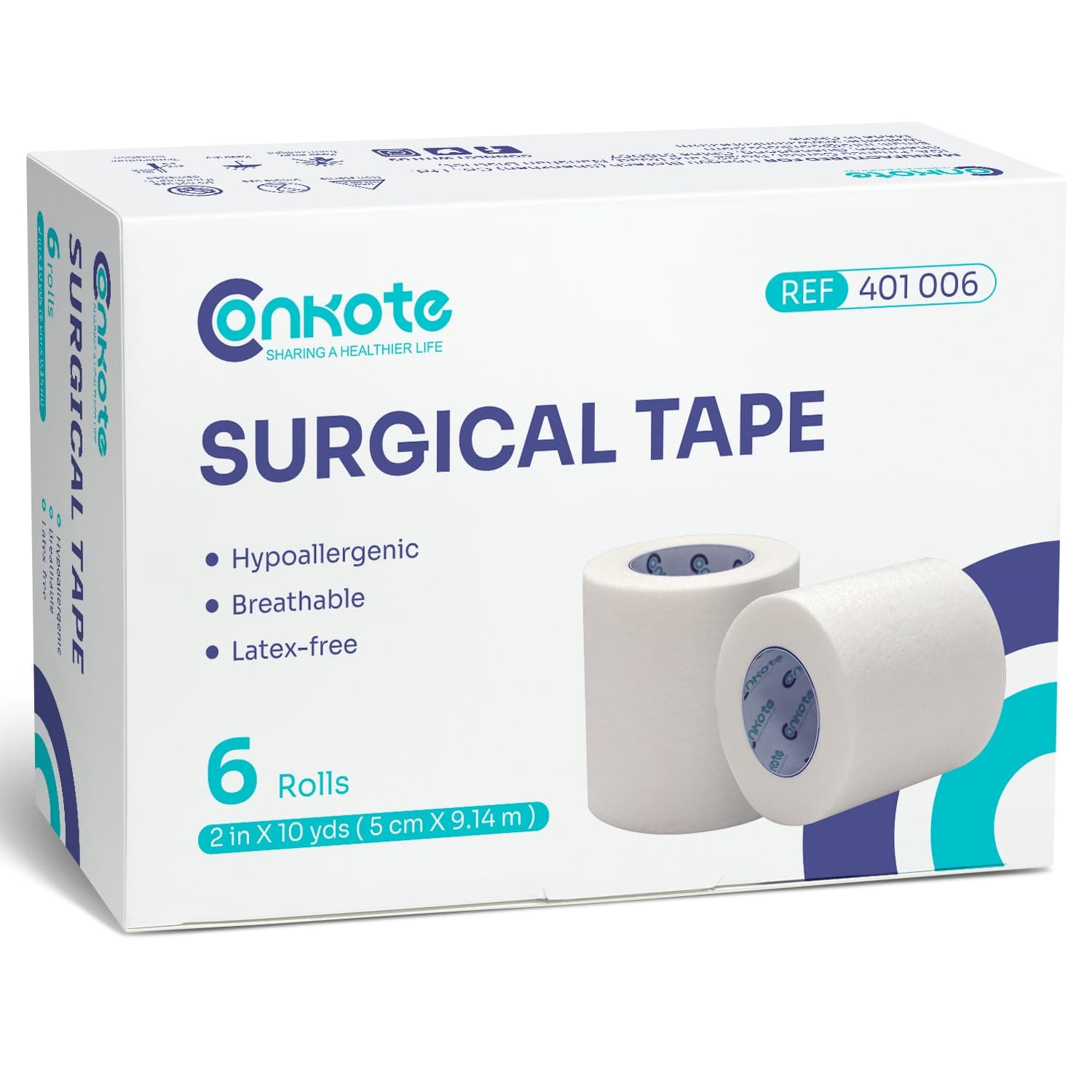 Soft Paper Surgical Tape 2" x 10 Yards, Gentle Adhesion and Hypoallergenic, 6 Rolls