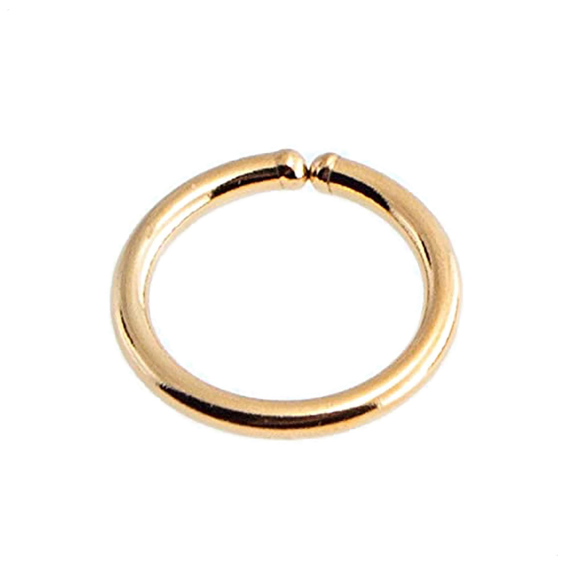 6mm 20 GA Gold Filled Snug Fitting Nose Open Ring Hoop Huggie Piercing Jewelry for Women, Sold As One (6mm / 20 gauge, 14K Gold Filled)