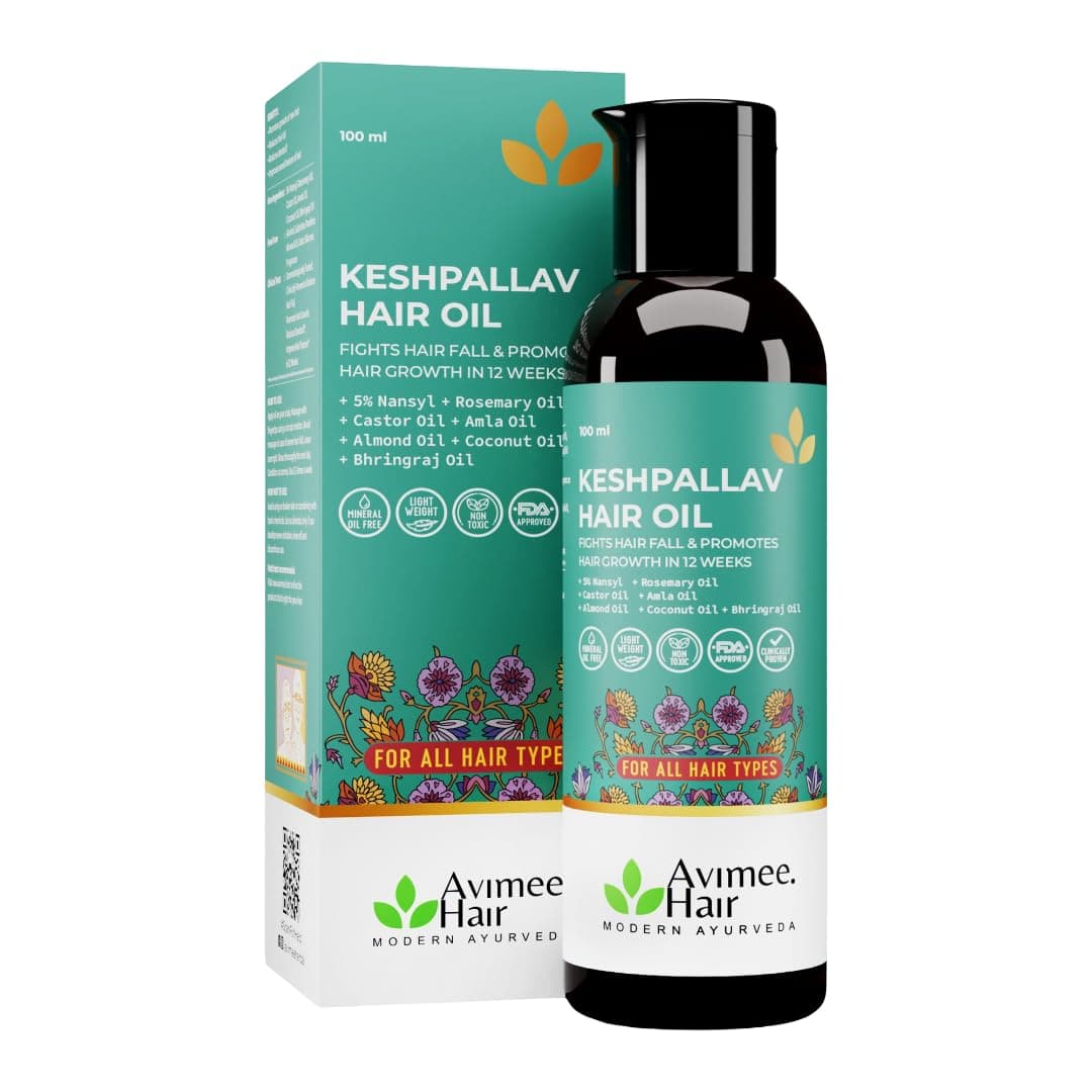 Keshpallav Hair Oil For Men & Women Promotes Hair Growth & Reduces Hair Fall With Rosemary, Castor, Amla, Coconut and Bhringraj Oil Mineral Oil Free 100 ml