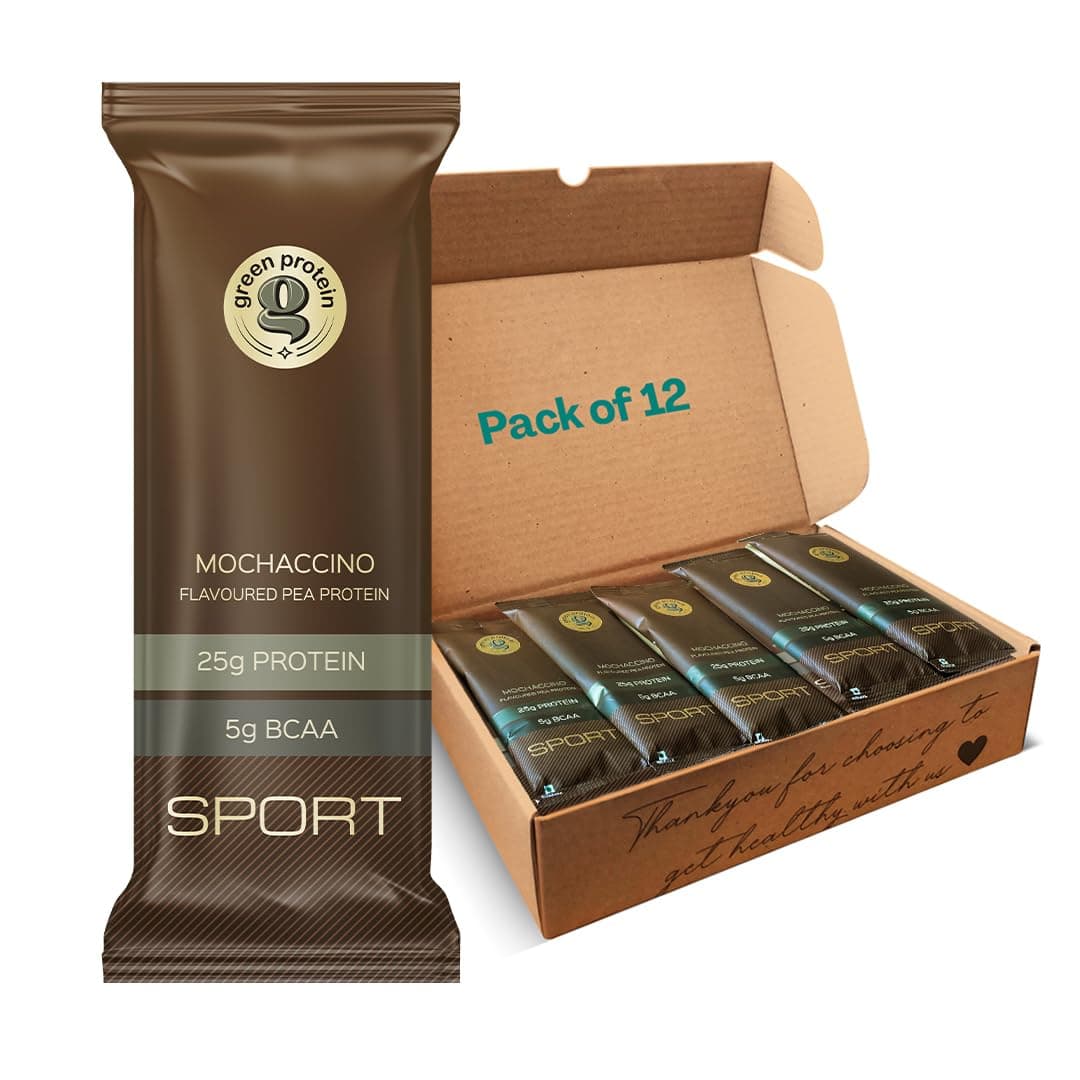 Sport Pea Protein Isolate Powder, 100% Vegan 25gm Plant Protein (Pack of 12, Mochaccino (Pack of 12))