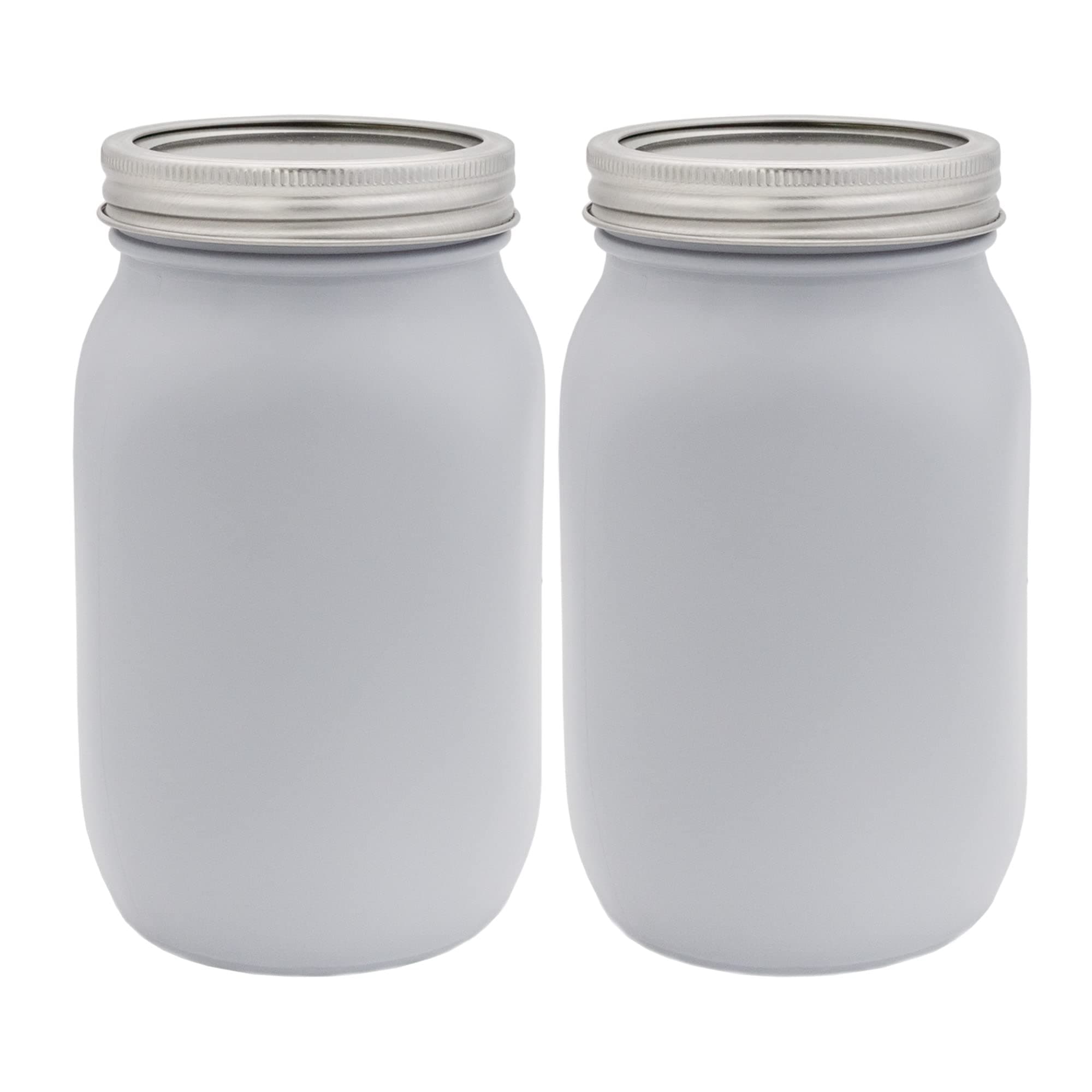 Darware Farmhouse Gray Mason Jars (Set of 2); Home Decor and Storage Wide Mouth Decorative Mason Jars, Gray-Painted