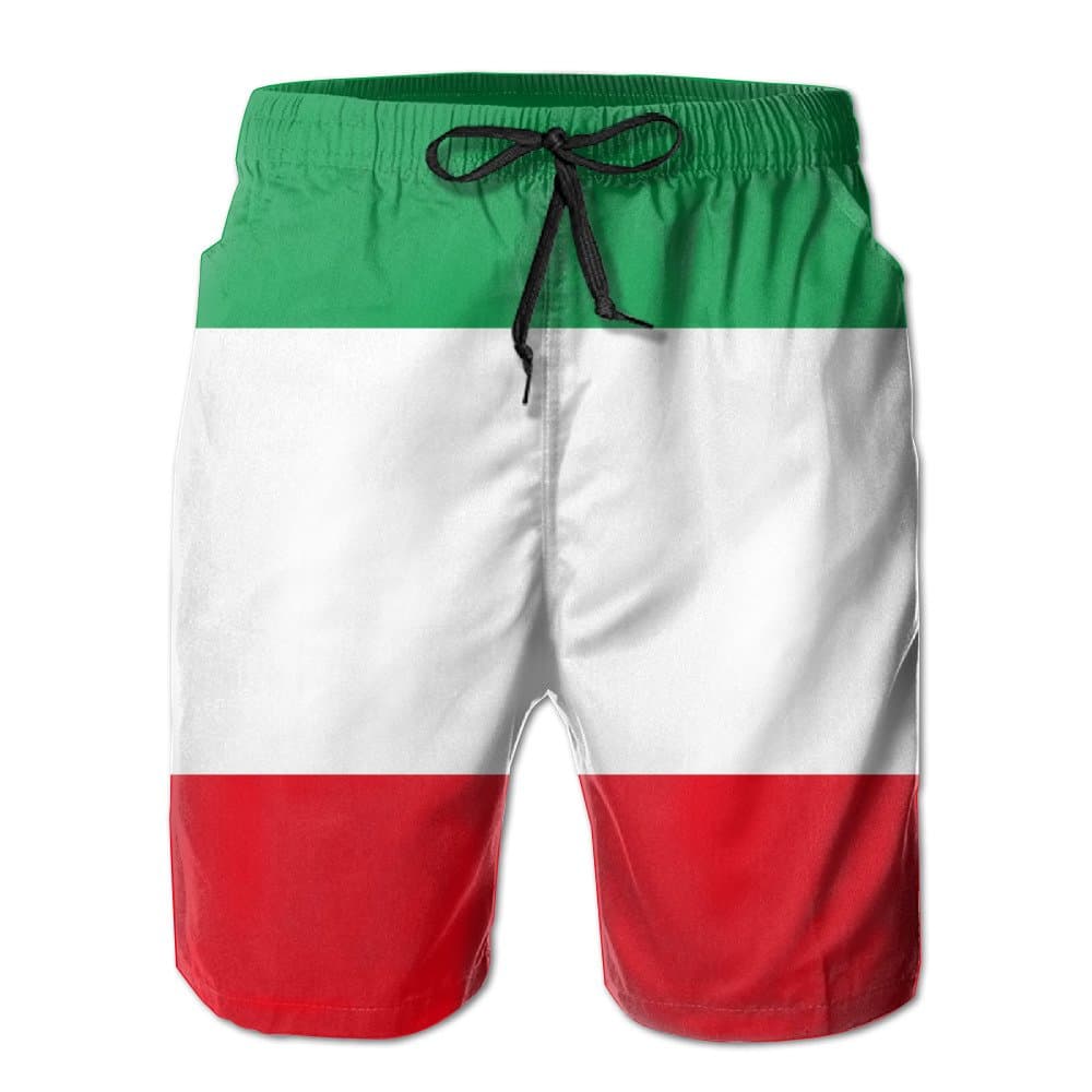 MAMAC New Men's Italia Italy Italian Flag Leisure Ultra-light Sandy Beach Pants Board Shorts With Telescopic Tape