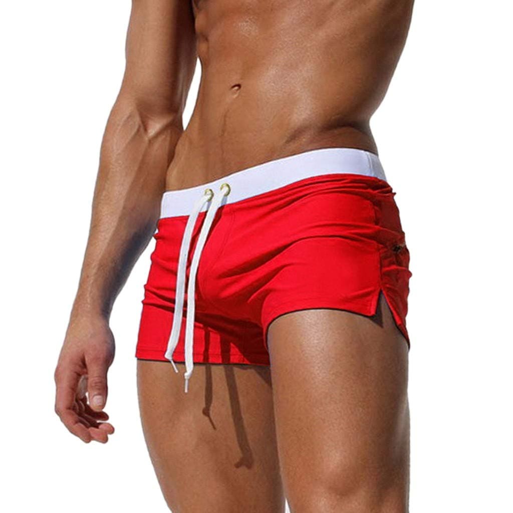 Trunks Swimsuits for Men's Sexy Board Traditional Cut Solid Drawstring Low-Rise Shorts Swimwear