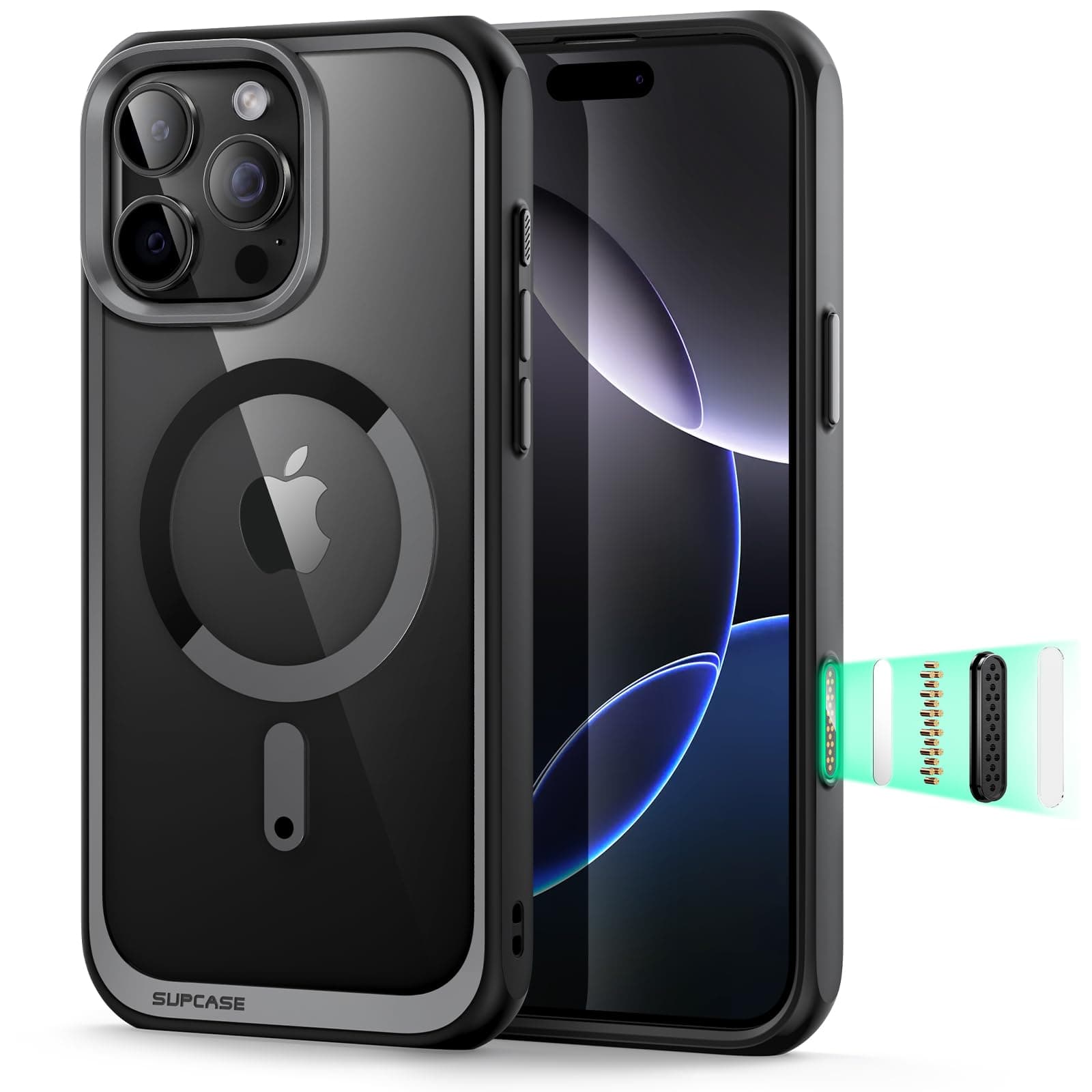 SUPCASE for iPhone 16 Pro Max Case with Camera Control Capture Button (Unicorn Beetle Mag), [Compatible with MagSafe] [Military-Grade Protection] Slim Clear Magnetic Phone Case (Black)