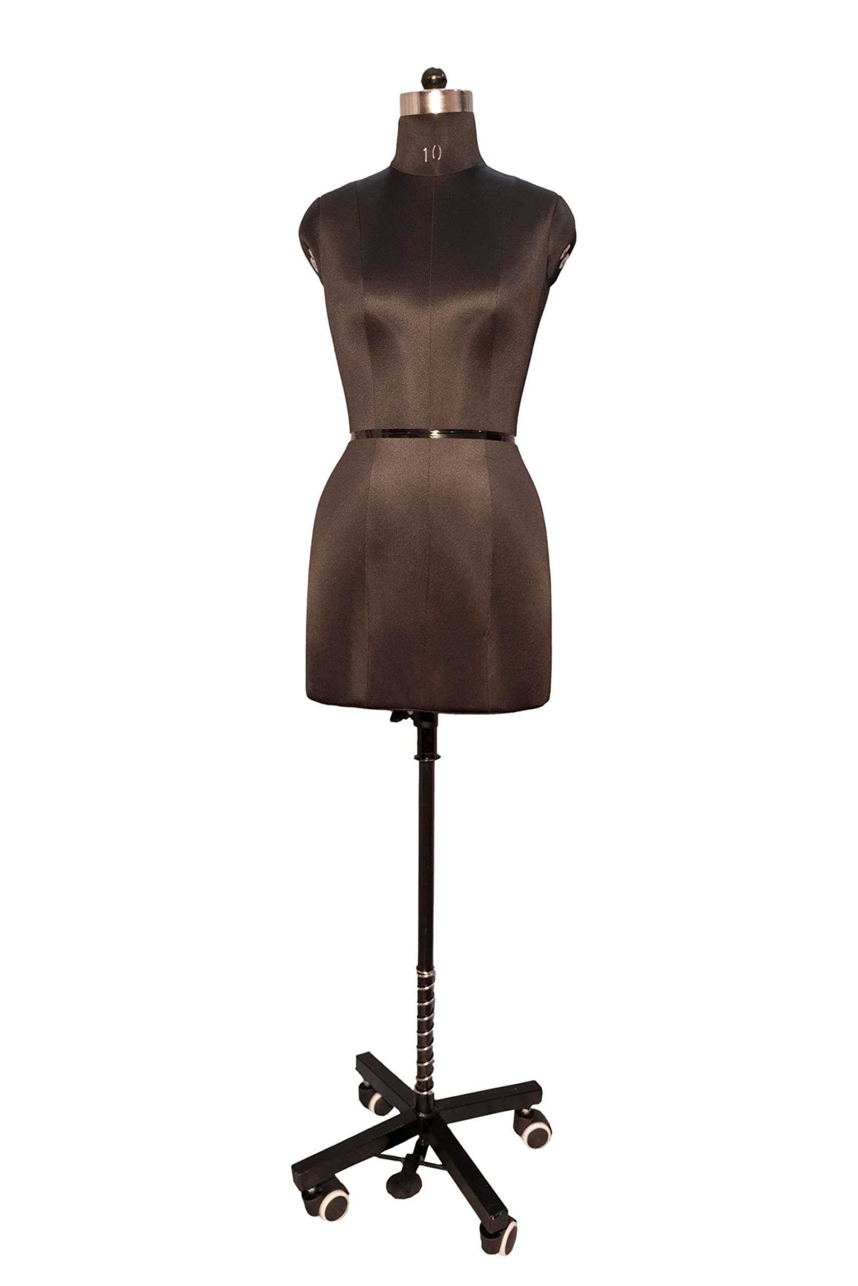 GKT Female Dress Mannequin Form - Size 12 Black Dummy with Natural Wheel Base | Premium Store Display Stand for Dresses, Kurtis, Sarees & Tailoring Use
