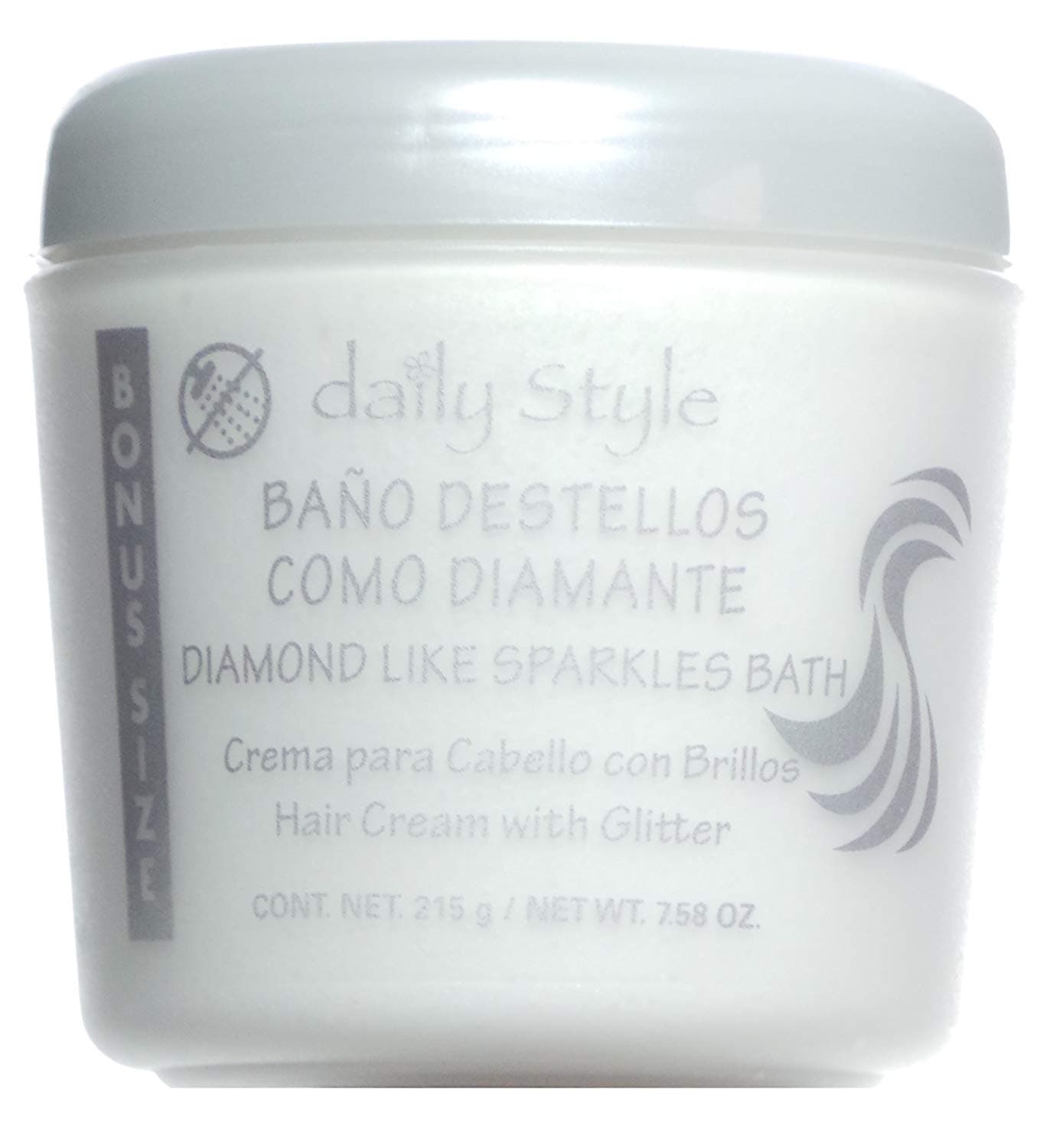 Daily Style Bano Destellos Como Diamante – Crema para Cabello con Brillos Diamond Like Sparkles Bath – Hair Cream with Glitter 215 g / 7.58 oz