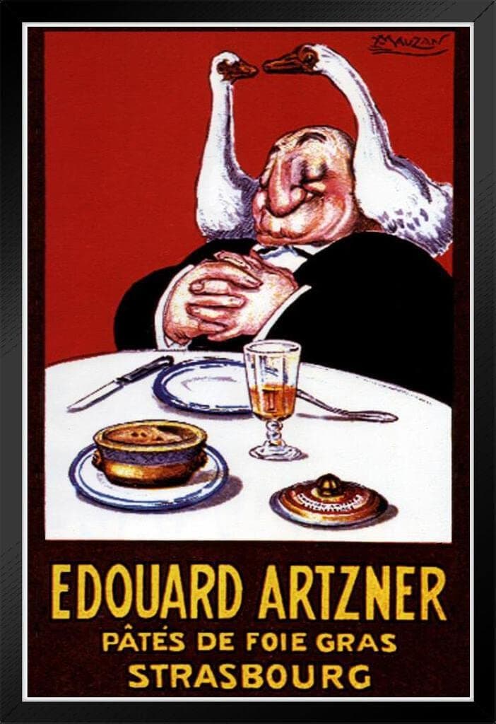 Edouard Artzner Foie Gras Vintage Illustration Art Deco Vintage French Wall Art Nouveau 1920 French Advertising Vintage Poster Prints Art Nouveau Decor Black Wood Framed Poster 14x20