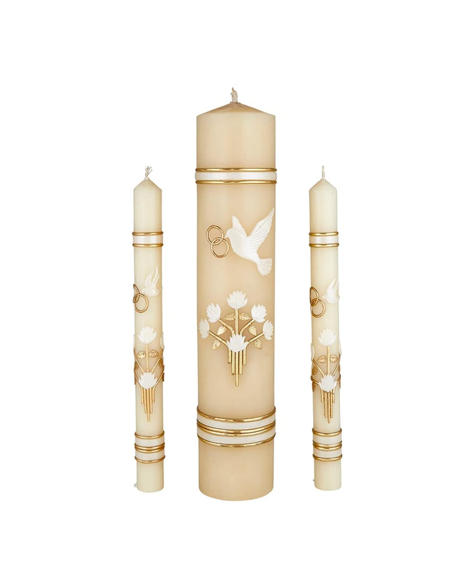 Christian BrandsCB Church Supply Hand Crafted Wedding Candle Set by Will & Baumer, Set of 3, Dove & Rings