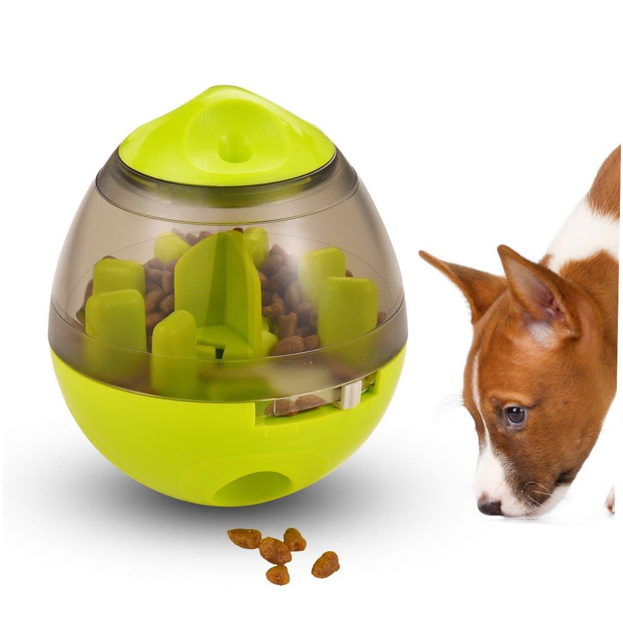 Pet Food Ball, FUN and INTERACTIVE Treat-dispensing Ball for Dogs & Cats, Dispenser Ball Toy, SLOW FEEDER, Increases IQ and MENTAL Stimulation, BEST alternative to Bowl Feeding with Tumbler Design