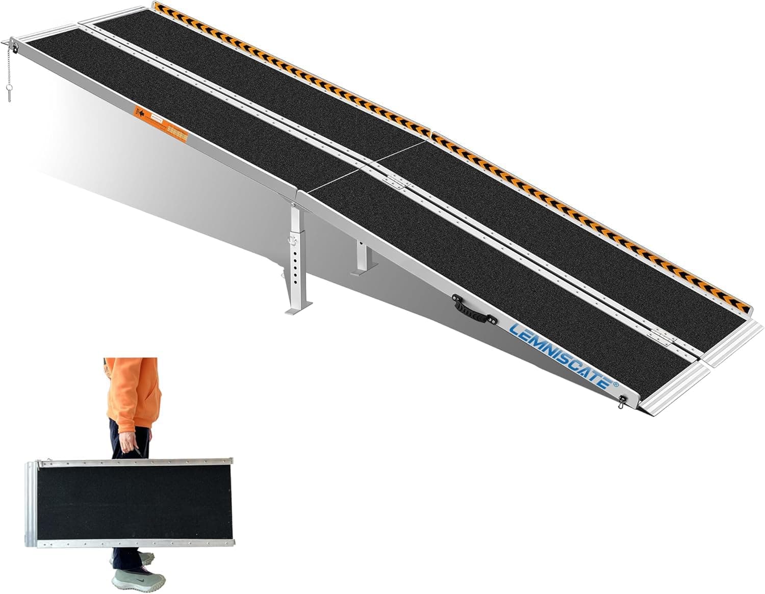 Portable Wheelchair Ramp 10FT, Wheelchair Ramps for Home Steps, Non-Slip Handicap Ramp with Handle, Folding Wheel Chair Ramps for Homes Steps, Stairs, Doorways, Scooter, 800LBS Capacity