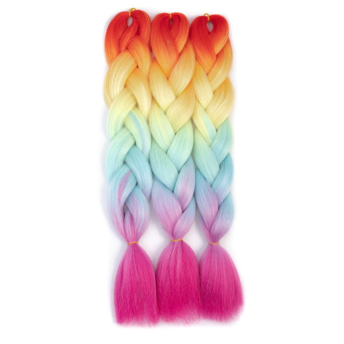 Rainbow Kanekalon Braiding Hair 3pcs Ombre Jumbo Braiding Extension High Temperature Rainbow Color Jumbo Hair (3pcs, Rainbow)