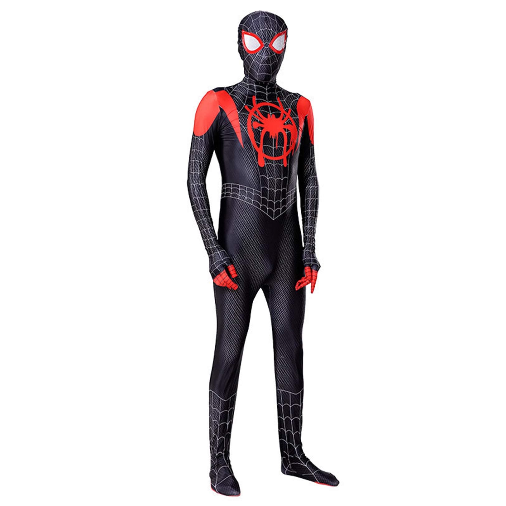 LGYCBAdults Kids Superhero Costumes Spider Verse Miles Morales Jumpsuit Movie Fans Bodysuit Apparel Christmas Theme Parties Performance Tights Zentai (Adults/L(175~185CM), Myers)