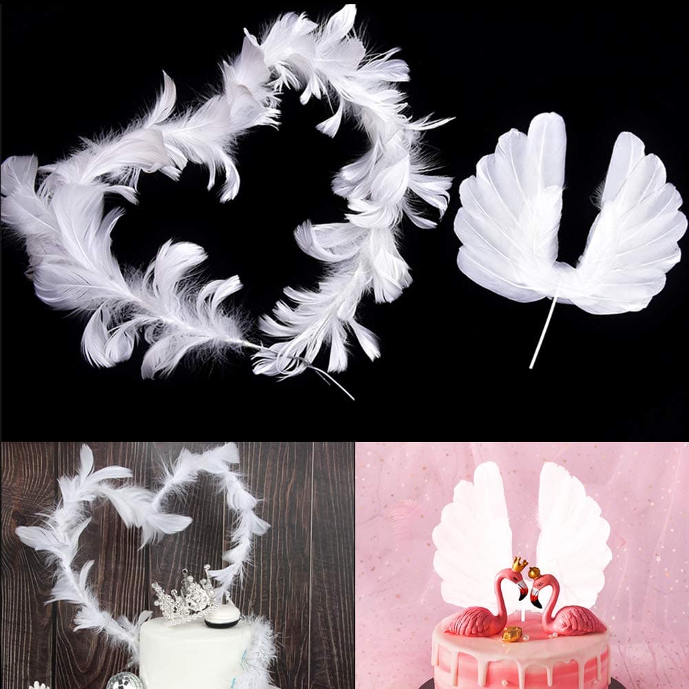 Wing Feather Cake Topper Decoration For Anniversary, Birthday Party & Wedding (Feather)