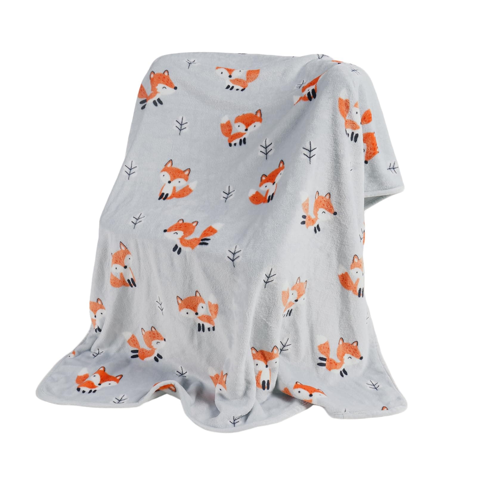 TILLYOU Toddler Flannel Blanket - Warm Cozy Baby Blanket for Boys and Girls, Smooth Cute Lightweight Blanket for Bedding Crib Stroller, 40×50 inches, Fox Forest