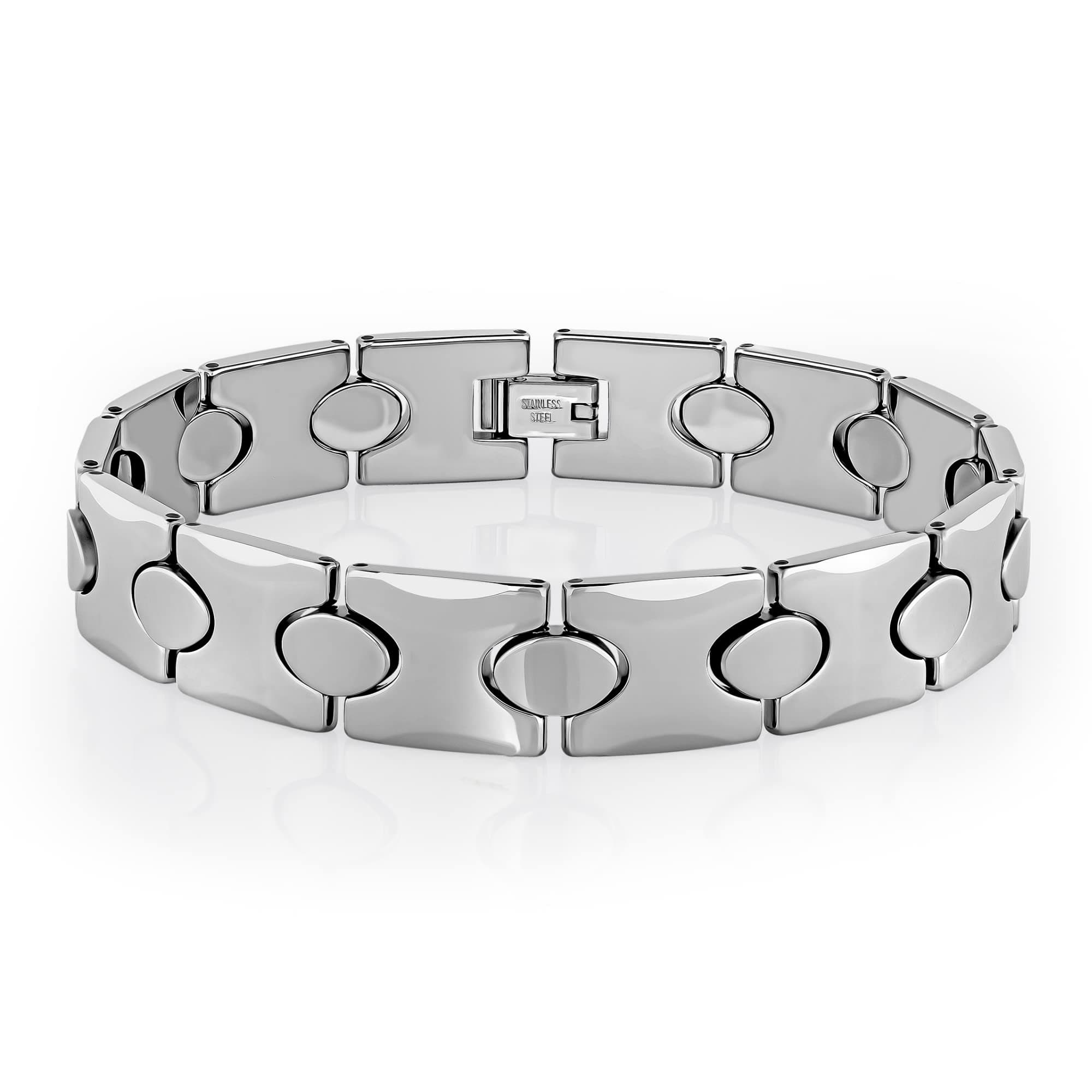 Stunning Men's 18K Gold Plated Link Chain Bracelet with Solid Heavy Wheat Tungsten Carbide (8.5 Inch) Comes with Gift Box