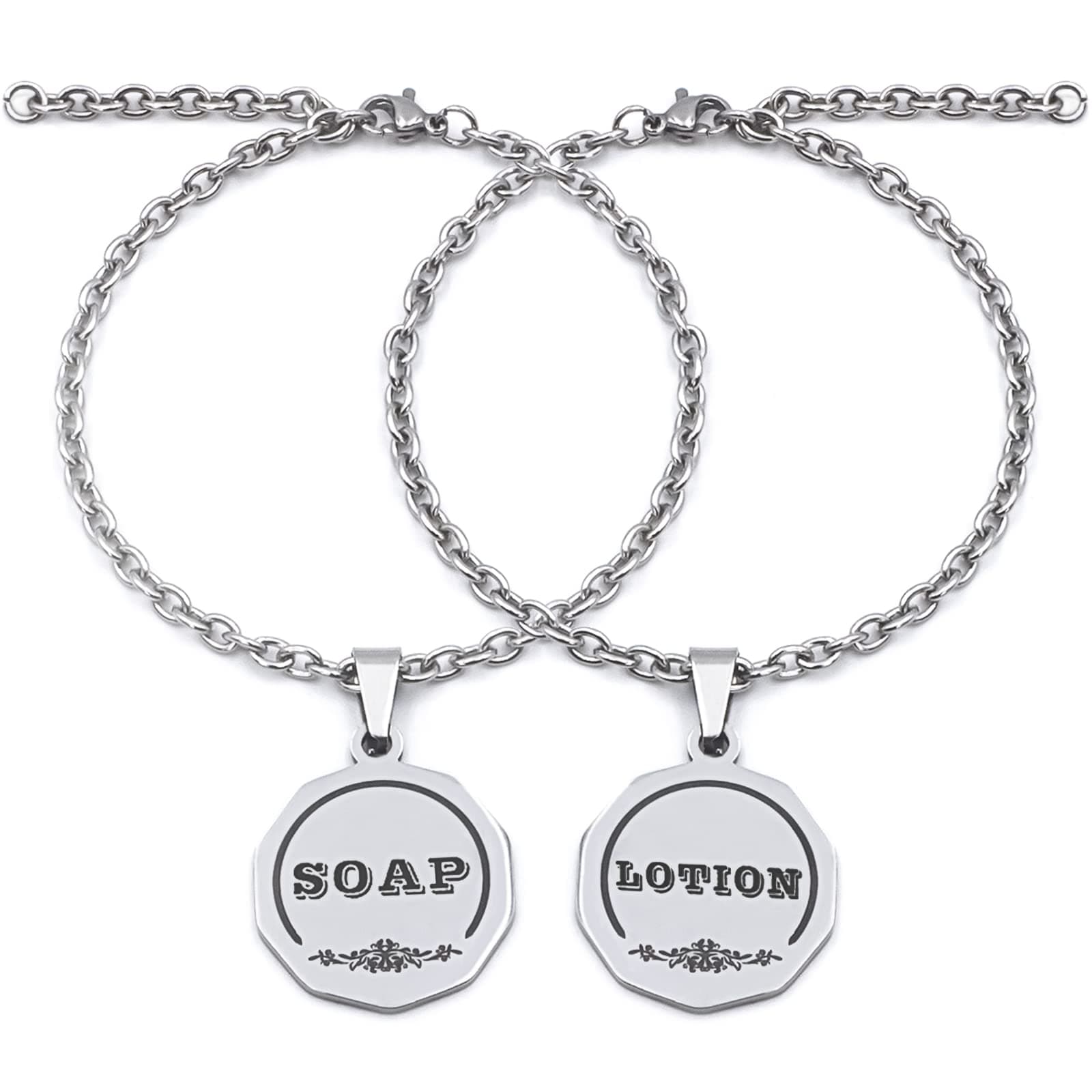 Soap/Dish Soap, Lotion/Hand Soap Tags - Double-Sided Labels for Kitchen/Bathroom Dispensers- Laser Engraved Three-Dimensional Font, Mason Jar Decoration, 2 pcs Set (Silver)