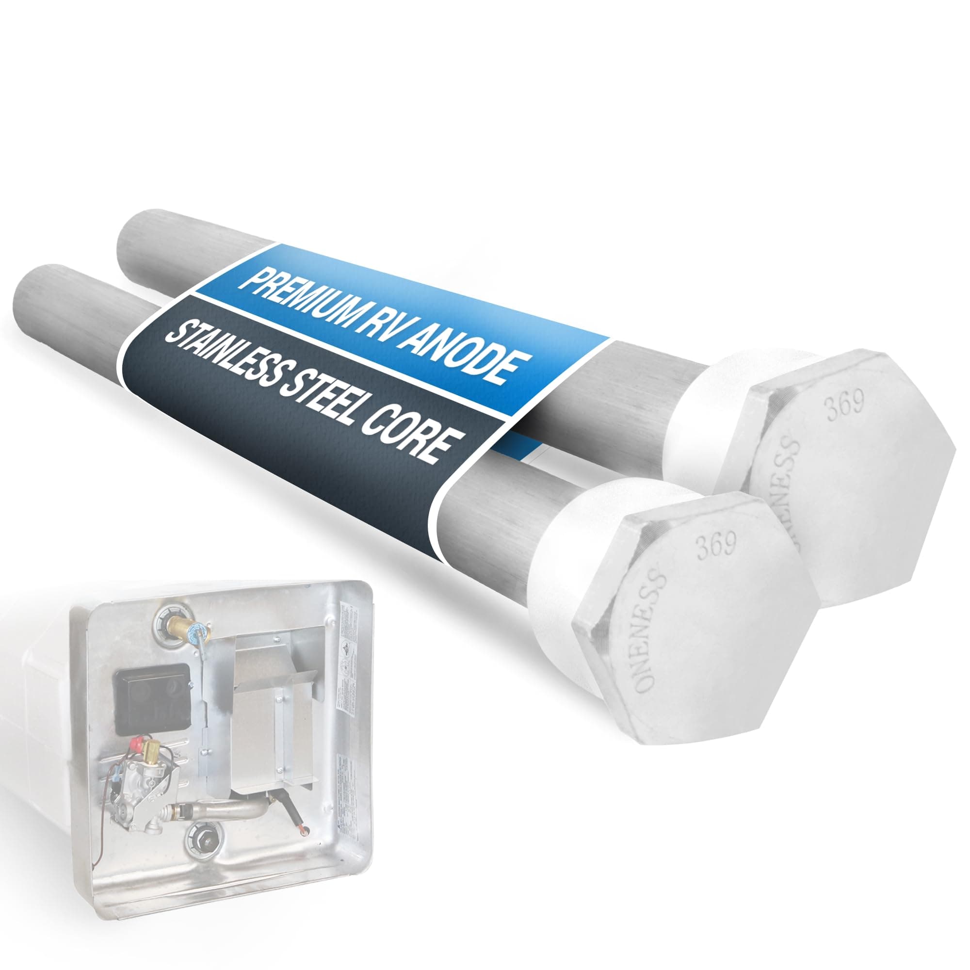 RV Water Heater Anode Rod - 2-Pack, 2 Years Warranty - 9.25" x 3/4" NPT - Premium Magnesium Anode Rod for hot water heater rv, Protection Suburban Anode Rod for rv water heater