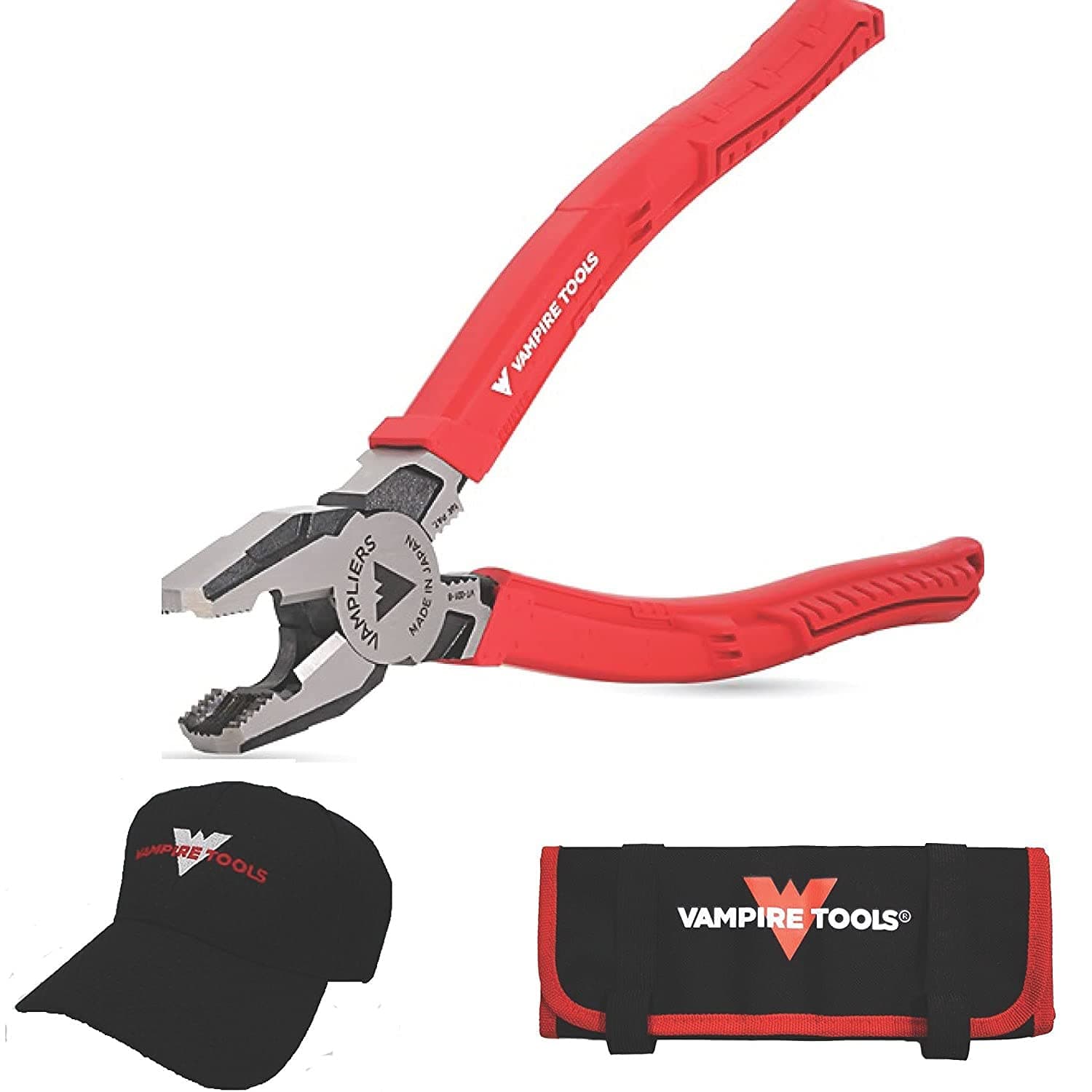 VamPLIERS PRO 8" Specialty Screw Extraction Lineman's Pliers + Tool Pouch & Vampire Tools Cap