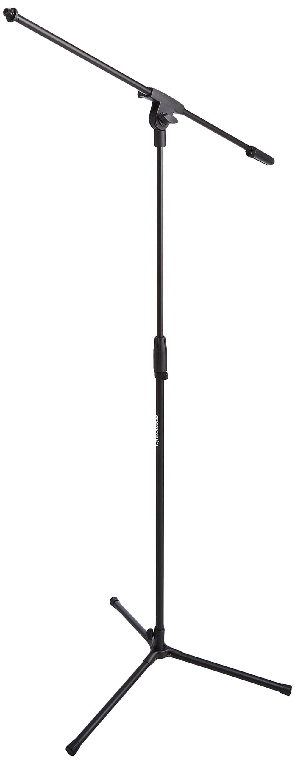 Amazon Basics Tripod Boom Microphone Stand, Up to 7.15 ft/218 cm, Tiltable and Adjustable, Transportable Ultra-Light Steel, Compatible with 3/8-inch (95 mm) to 5/8-inch (160 mm) Adapter - Black