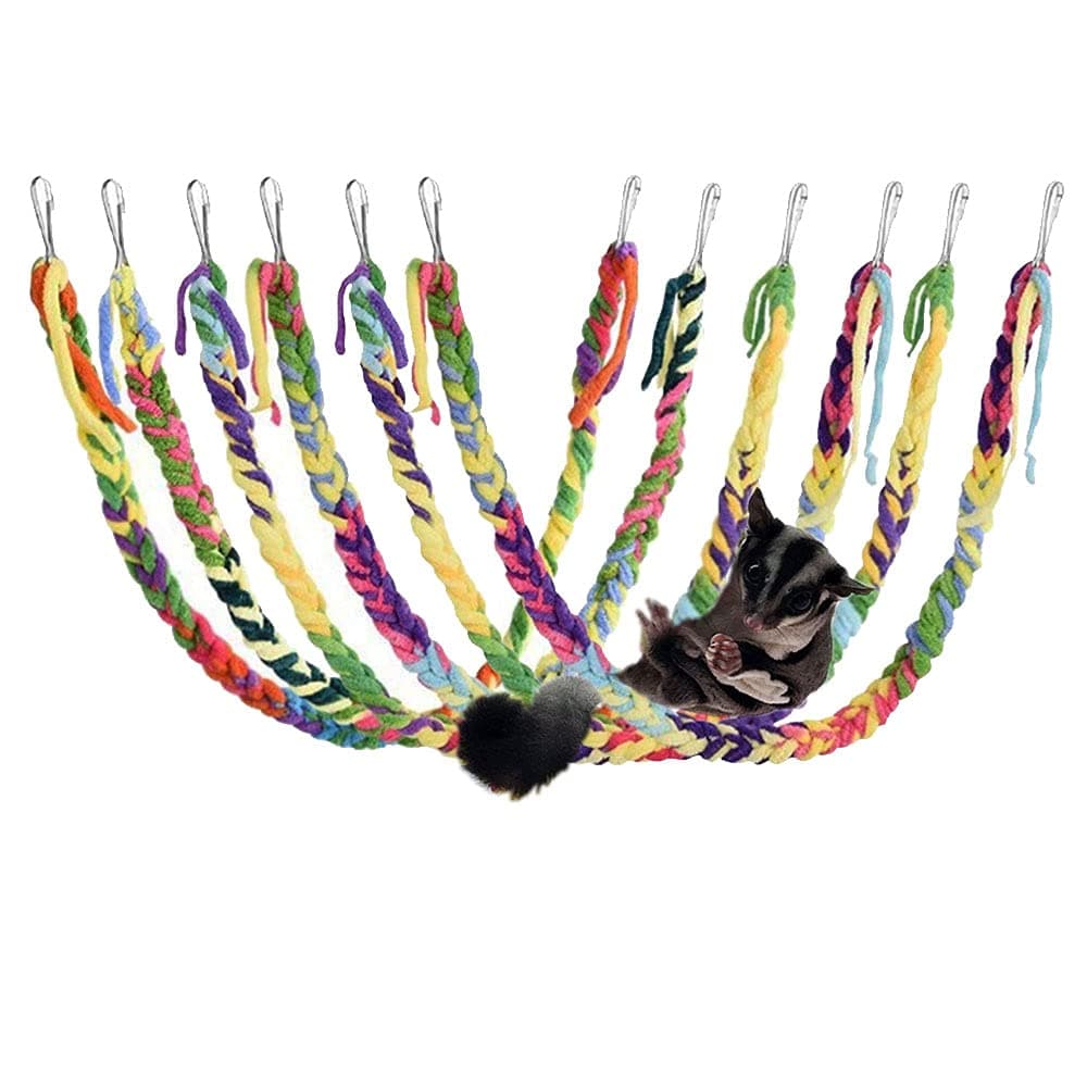 RIOUSSI Handmade Sugar Glider Toys for Climbing/Exercising/Jungle Exploration, Hanging Toy Cage Accessories, Rat Toys, Bird Rope Perch Swing Toy, Random Color, 6 pack