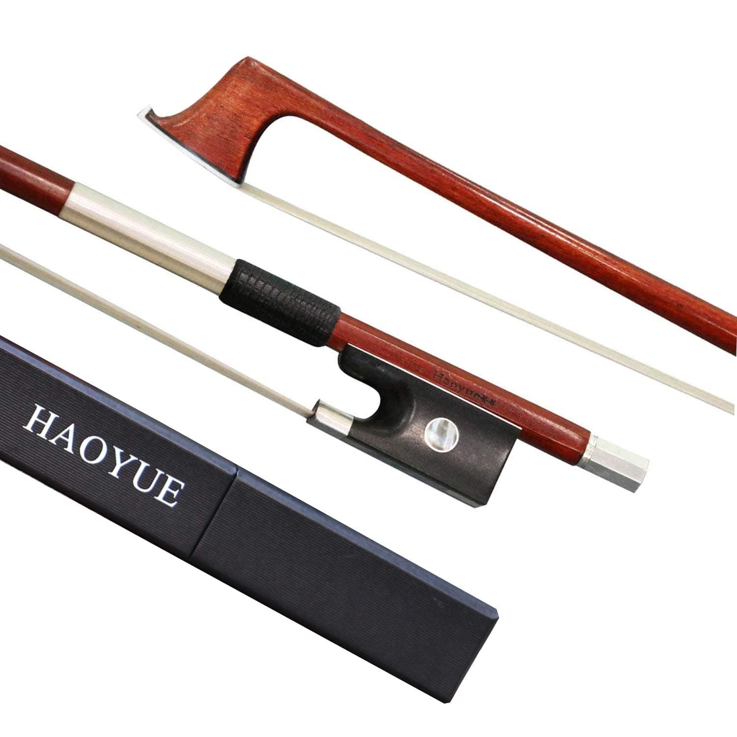 HAOYUE Pernambuco Violin Bow, Violin Bow 4/4 Size Sterling Silver Ebony Frog Mongolian Horse Hair Full Size 4 4 for Professional Player