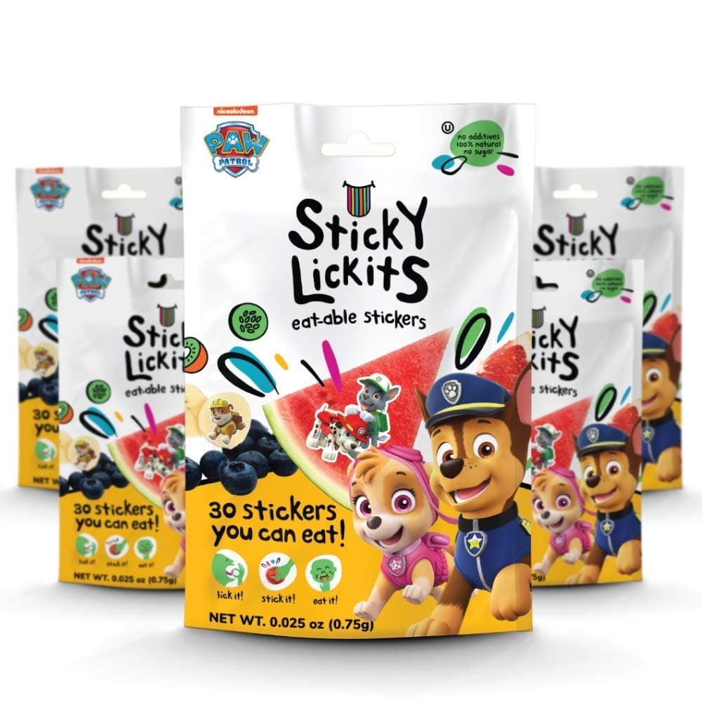 Paw Patrol StickyLickits All-Natural, No Sugar, Edible Stickers, 5-Pack