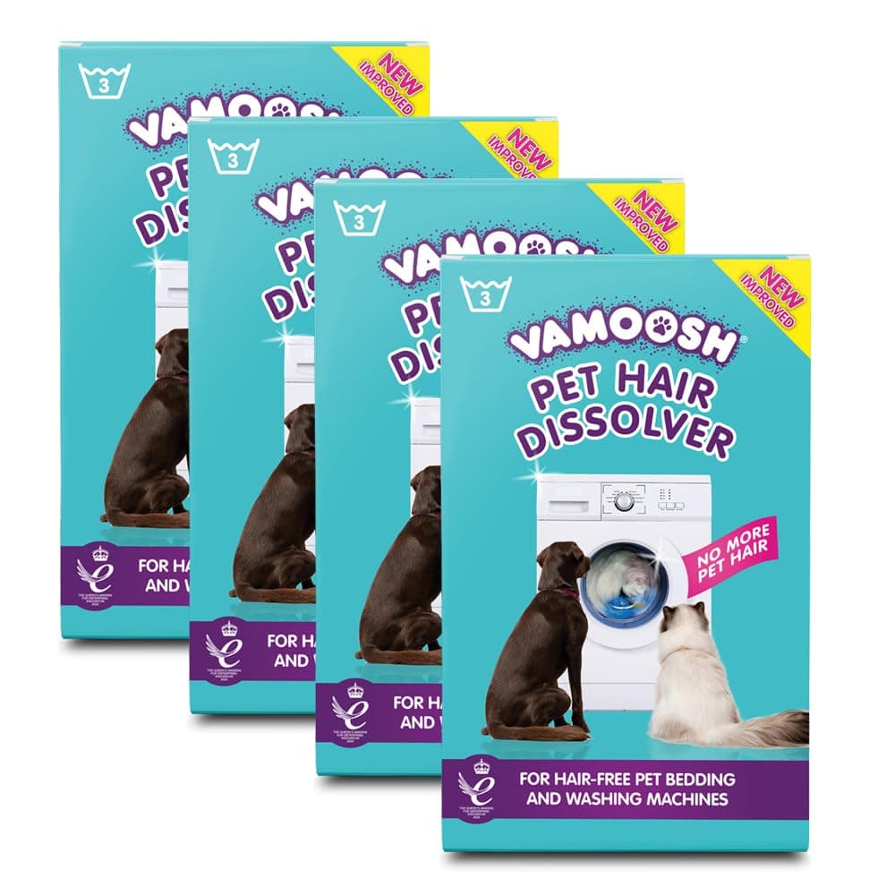 Vamoosh Pet Hair Dissolver - Pet Hair Remover for Washing Machines, 12x100g, Removes Odour Dissolves Dog, Cat, Horse, Animal Fur, Cleans Bedding in Washing Machine, Easy to Use, Up to 12 Washes