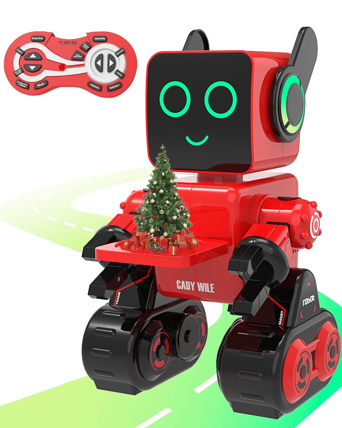 Robot Toys for Kids, Programmable Remote Control Robot, Interactive Toys with Coin Bank, LED and Tray, Walking Talking Singing Dancing Gift for Boys Girl（Red）