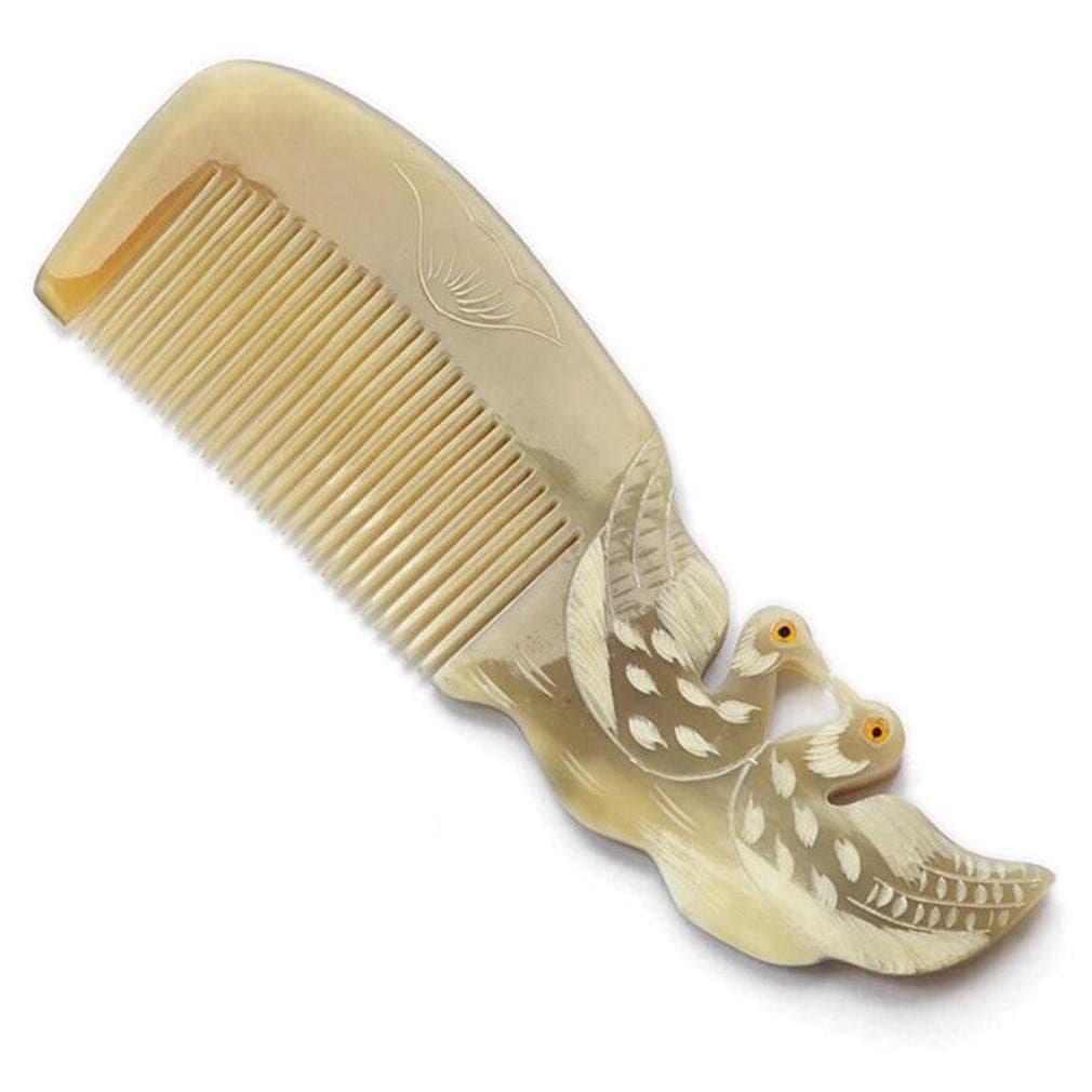 SHUZ Comb Handmade Carving Combs Mandarin Duck Buffalo Horn Comb Handmade Combs Hair Comb for Men and Women 2pcs
