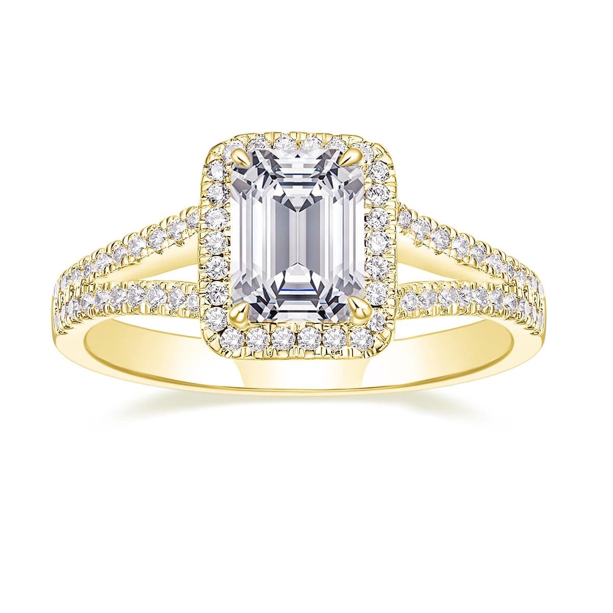 2CT Engagement Rings for Women Emerald Cut Cubic Zirconia Wedding Band Curved Halo Promise Rings for Her Size 4-11