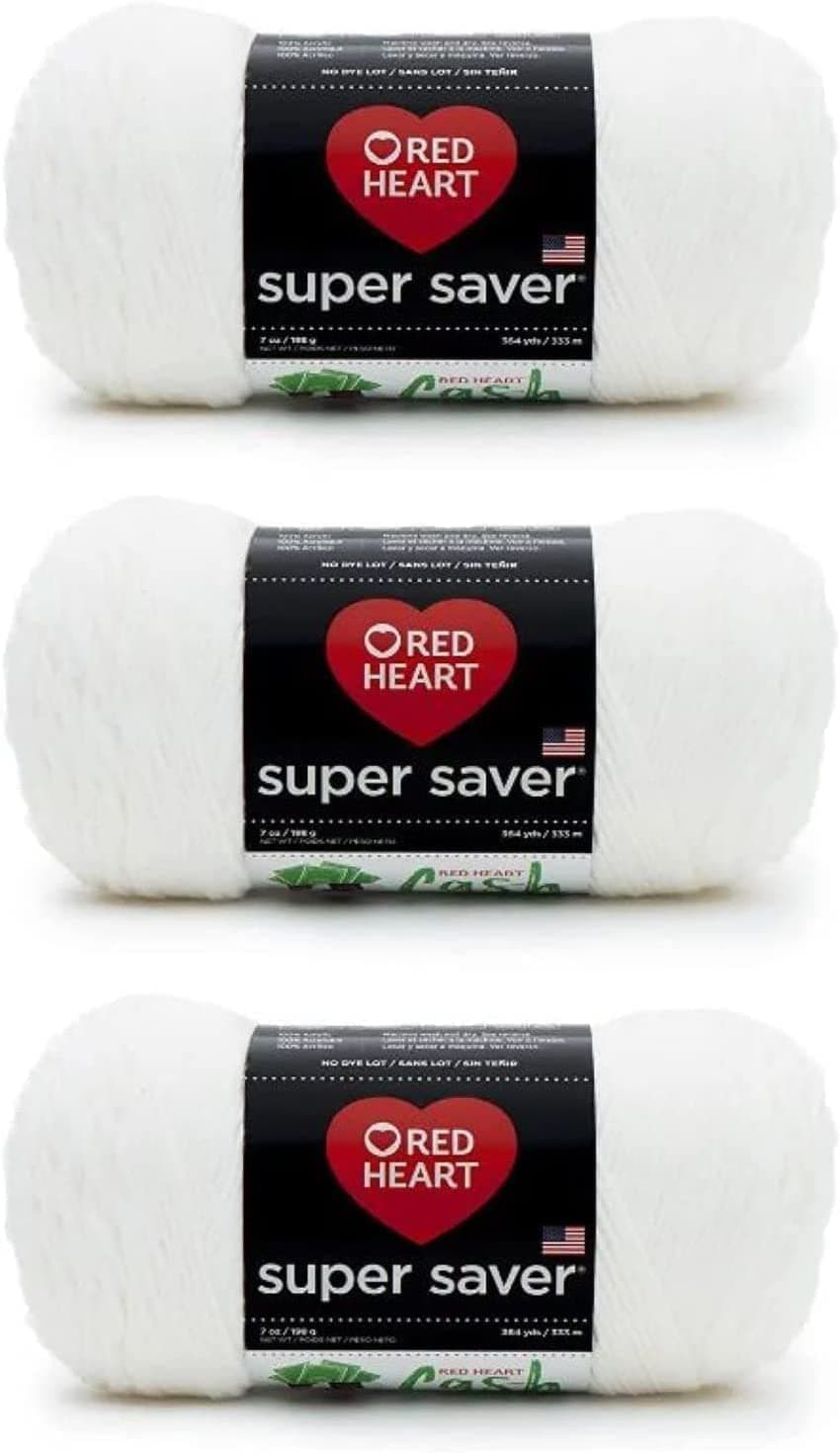 Super Saver Soft White Yarn - 3 Pack of 198g/7oz - Acrylic - 4 Medium (Worsted) - 364 Yards - Knitting/Crochet
