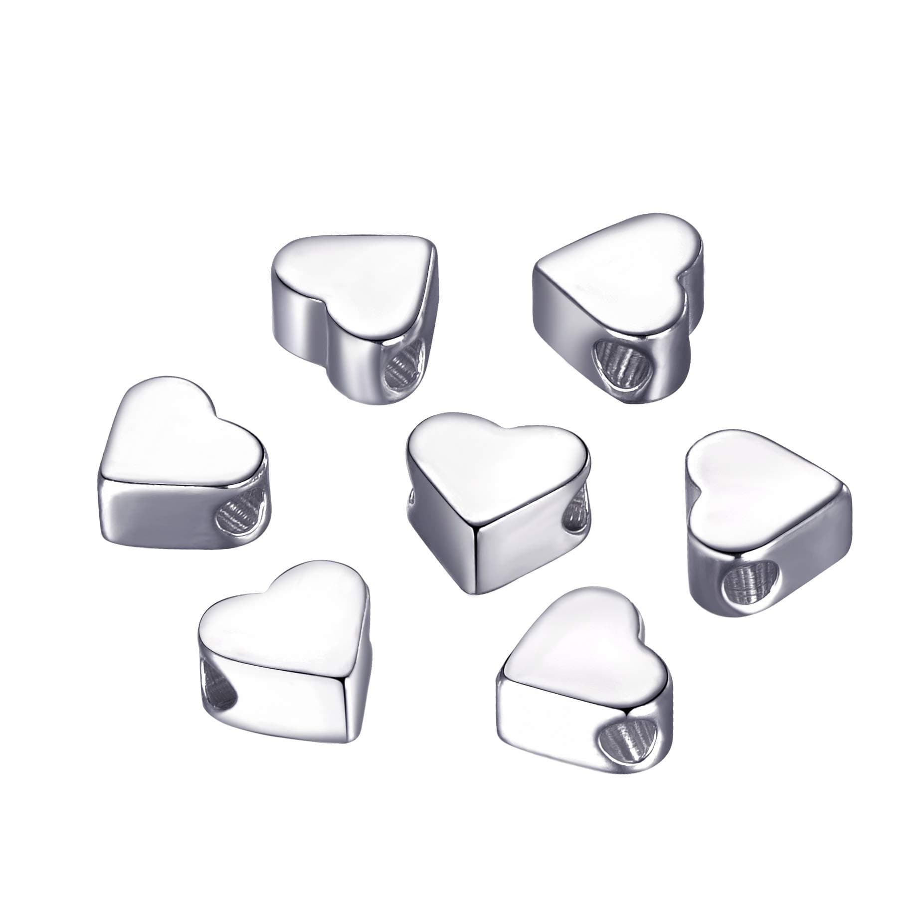 30PCS Silver/gold Heart European Small Hole Spacer Beads Fits Diy Handmade Charms Bracelets Accessories