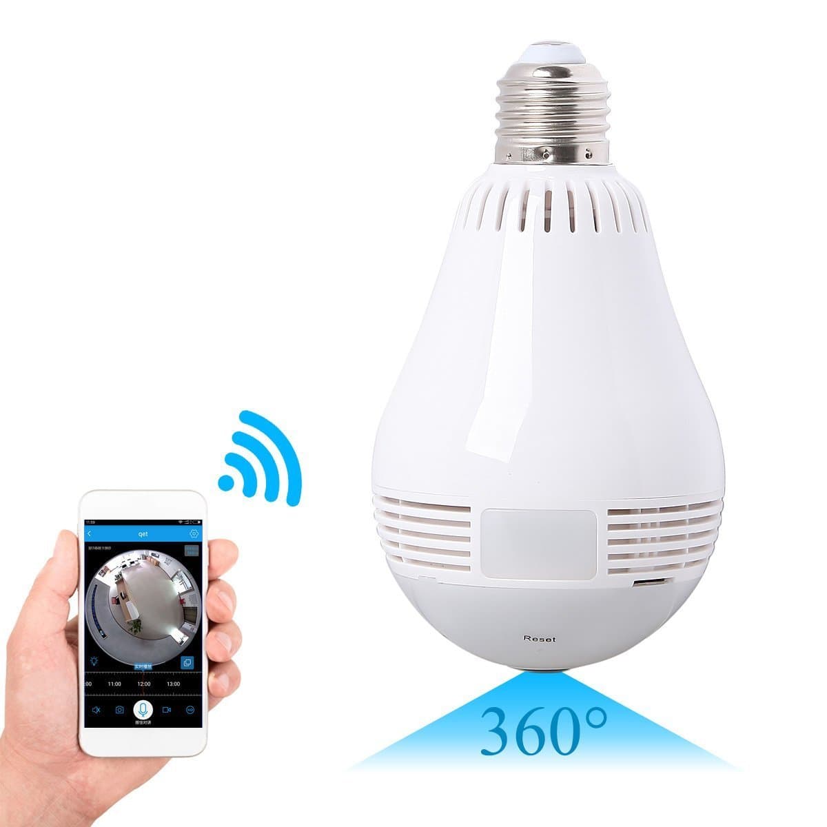 Home Motion Sensor Security Cam, Light LED Bulb Lamp Camera, Wifi IP Wireless Surveillance System, Pet Baby Monitor, Support Motion Detection, Loop Recording, Two-way Talk