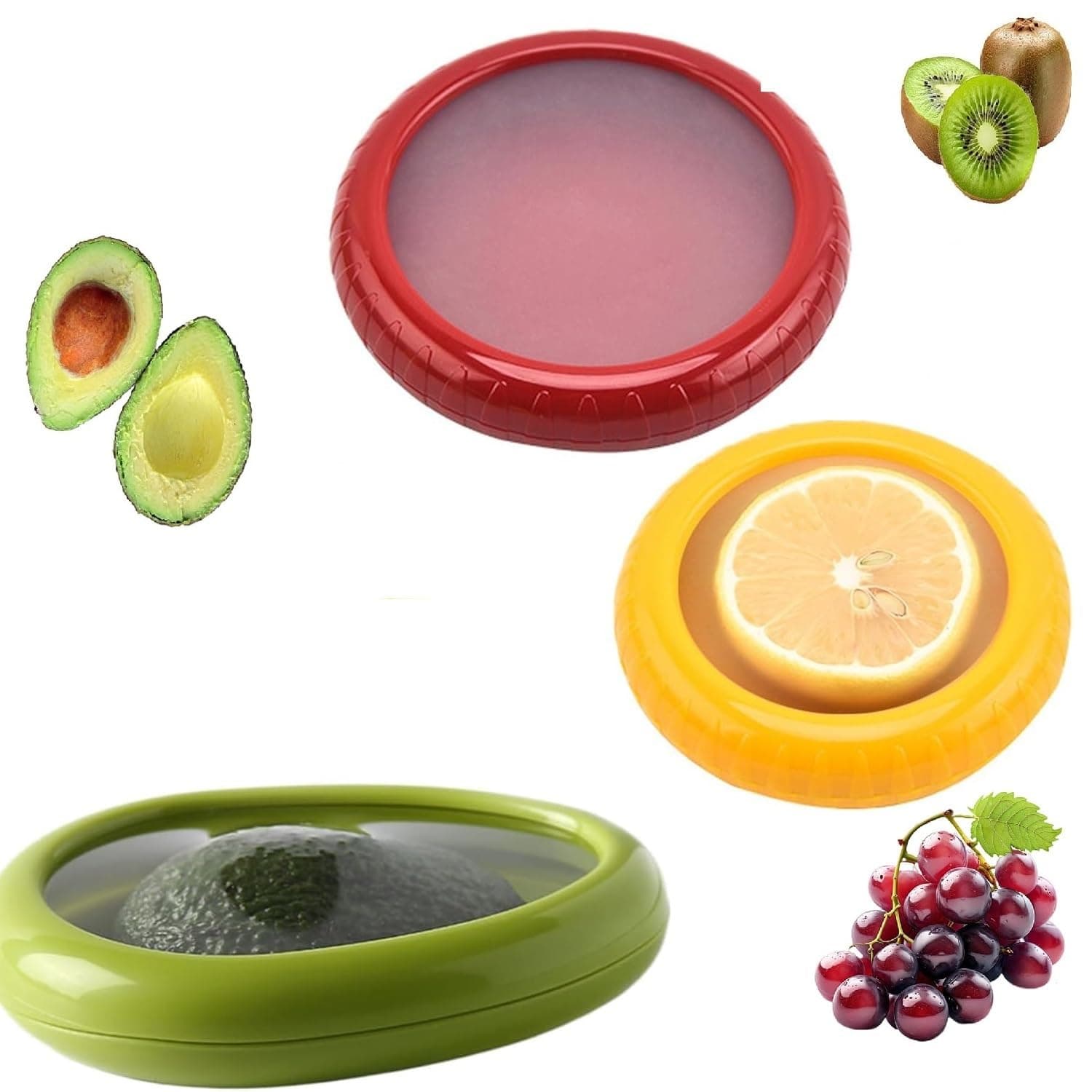 DISHIV 4Pcs Vegetable and Fruit Storage Containers for Fridge, Refrigerator Vegetable Crisper Makes Food Stays Fresh Longer, BPA Free & Reusable, Ideal Avocado Lemon Tomato and Onion Keeper