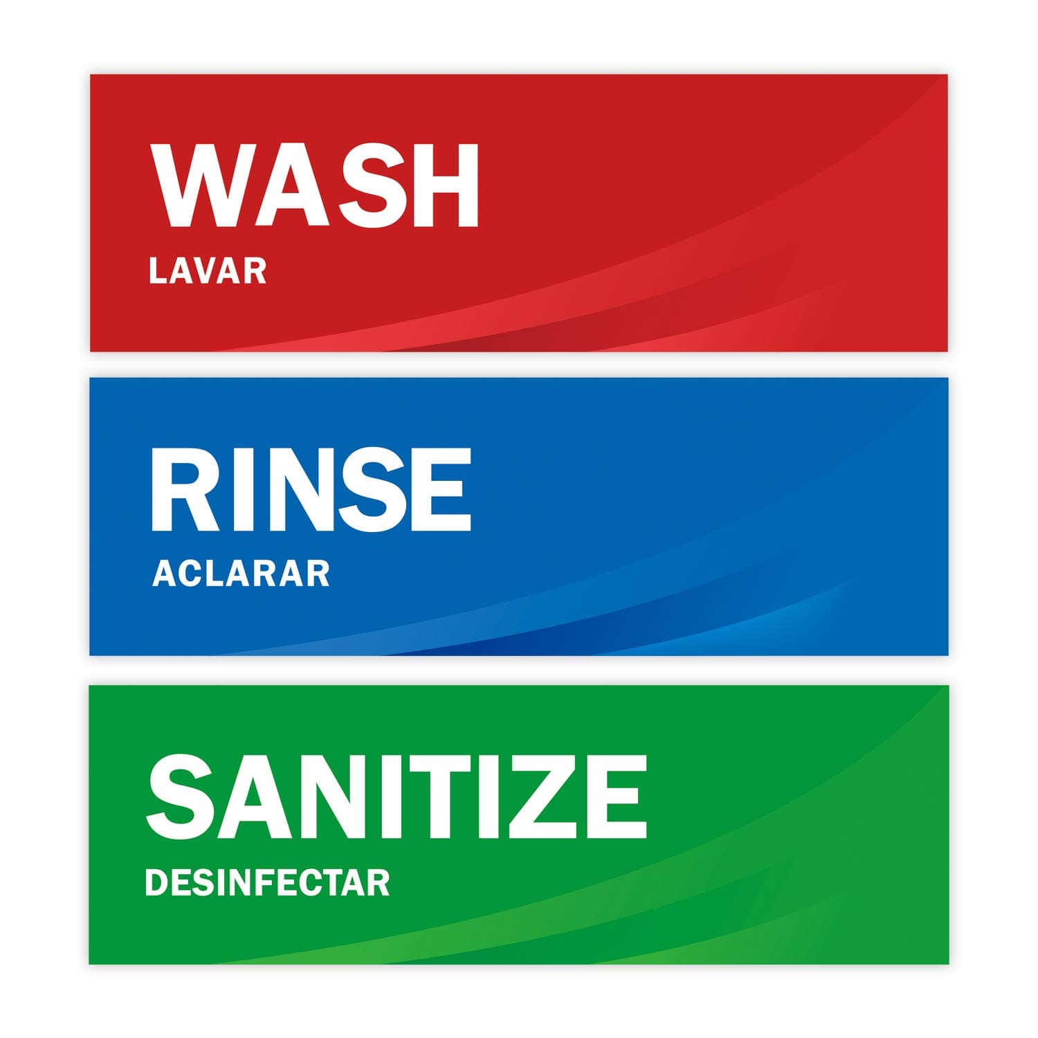 Wash Rinse Sanitize Sink Labels, Premium Waterproof Sticker Signs for Restaurants, Commercial Kitchens, Food Trucks, Bussing Stations, Dishwashing or Wash Station, Ideal for Three Compartment Sink