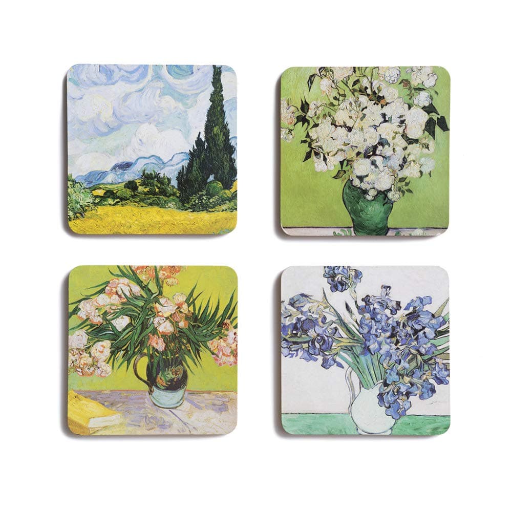 Van Gogh Square Floral Drink Coasters, Set of 4
