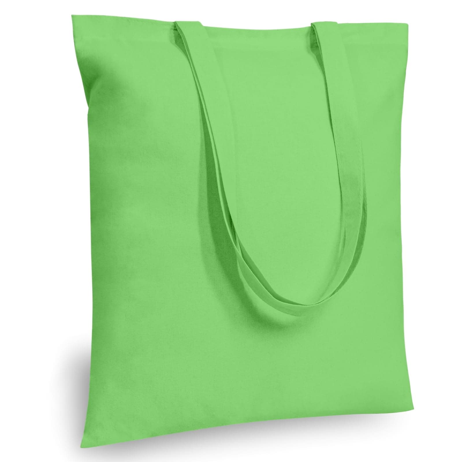 TOPDesign 24-Pack Economical 16"x15" Baby Green Cotton Tote Bags, Lightweight Medium Reusable Grocery Shopping Cloth Bags, Suitable for DIY, Advertising, Promotion, Gift, Activity