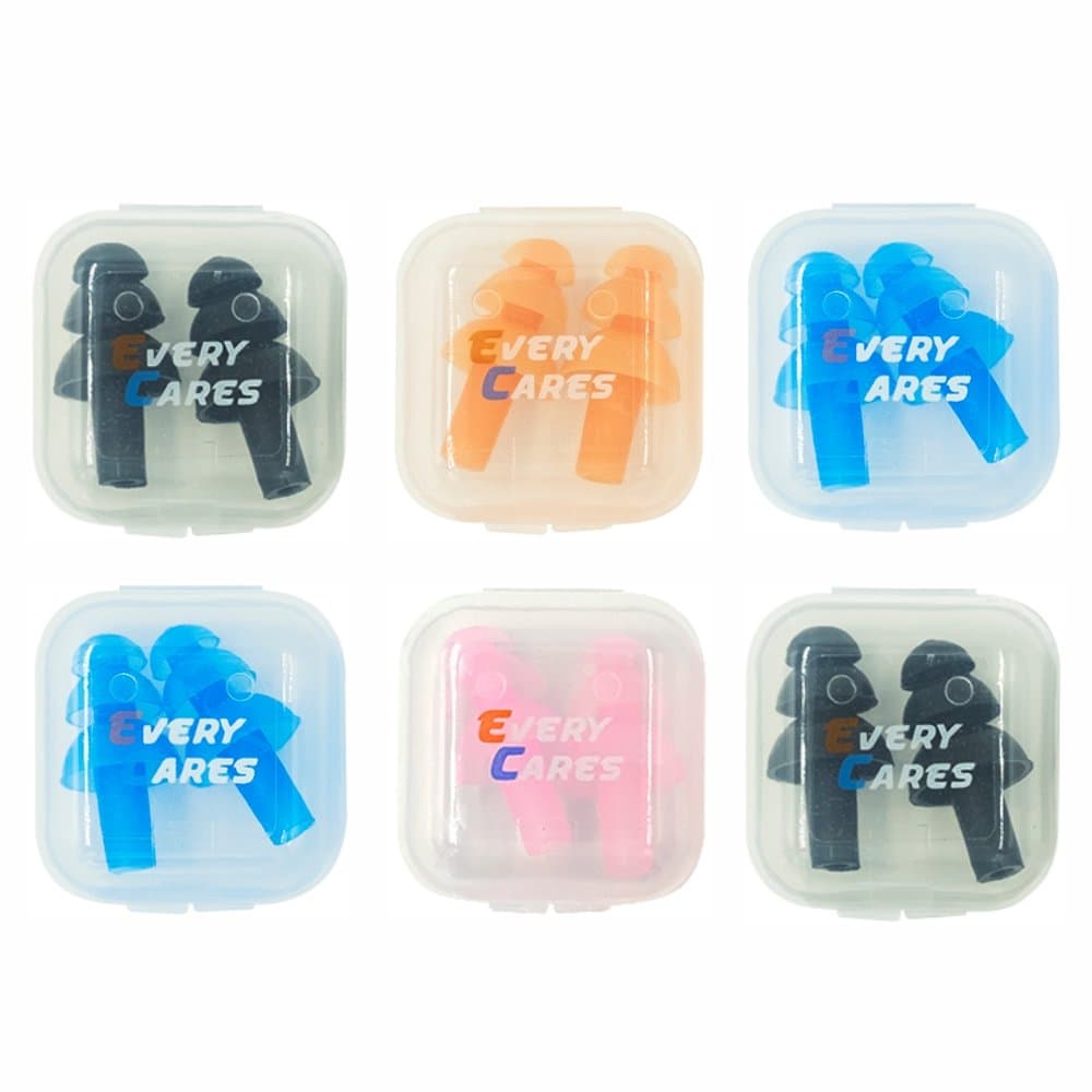 Every Cares Silicone Swimming Earplugs, 6 Pairs, Comfortable, Waterproof, Ear Plugs Swimming Showering Case