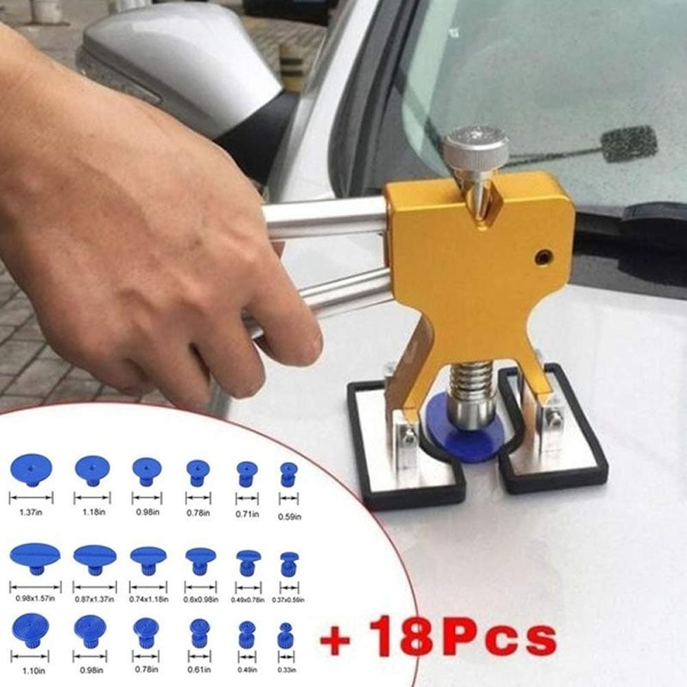Doofang Car Dent Repair Kit, Dent Removal Dent Lifter Puller Repair with 18 pcs Suction Tab Tools Kits, Dent Puller (Gold)