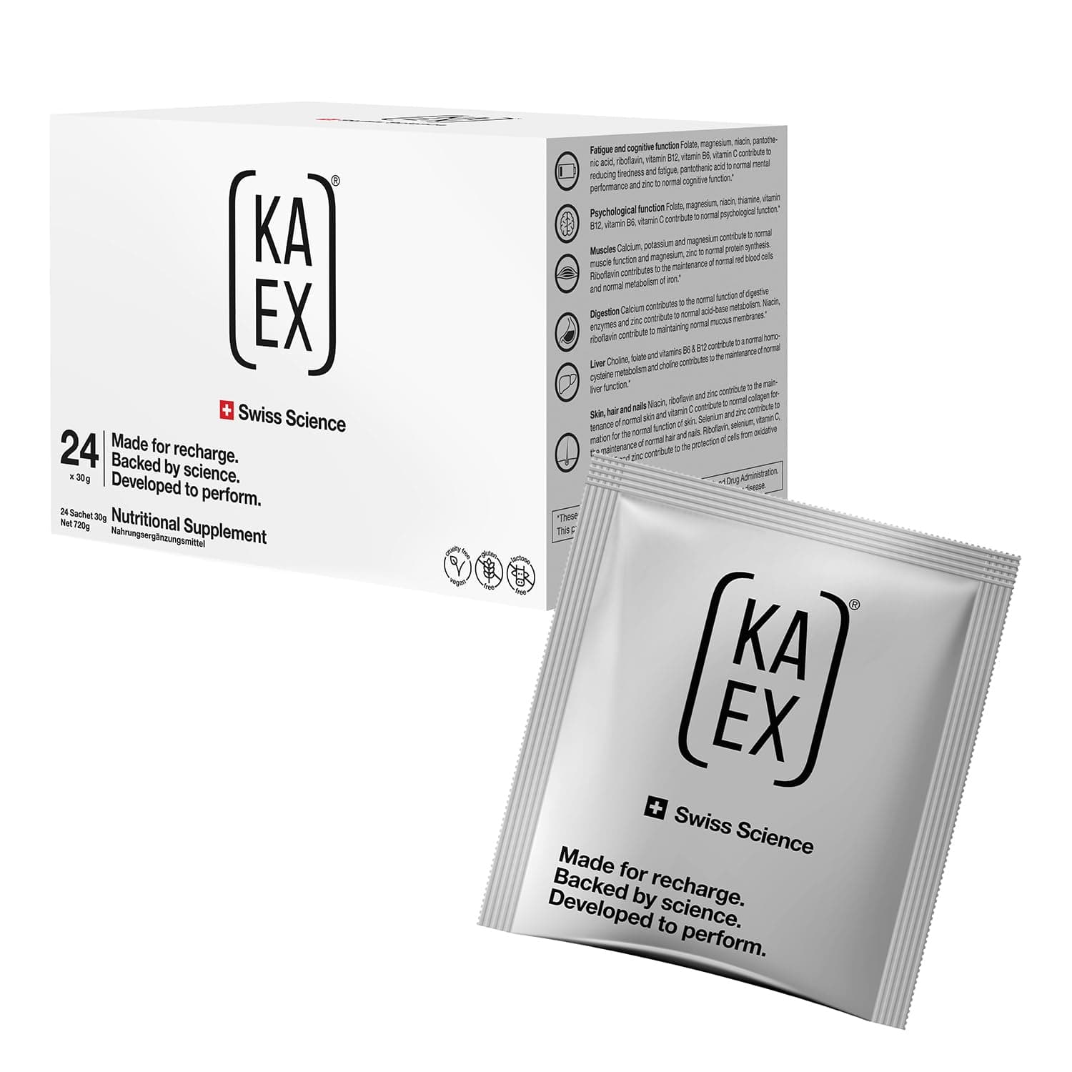 KA EX Reload Swiss Drink Mix for Recovery After Sports or After Partying I for a Better Next Day Without Muscle Soreness I Vegan Swiss Formula with Electrolytes, Amino acids, Alkaline Salts