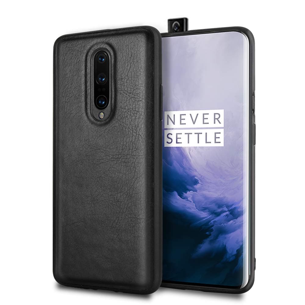 OnePlus 7 Pro Case One Plus 7 Pro Premium Leather Case Anti-Slip Scratch Resistant TPU & PC Case Black Color