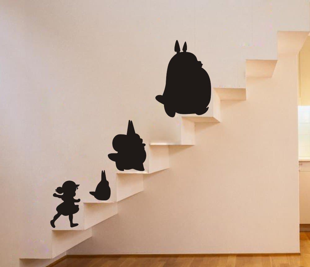 My Neighbor Totoro with xiaomei wall art sticker nursery children's room wall decor removable black totoro silhouette vinyl decal