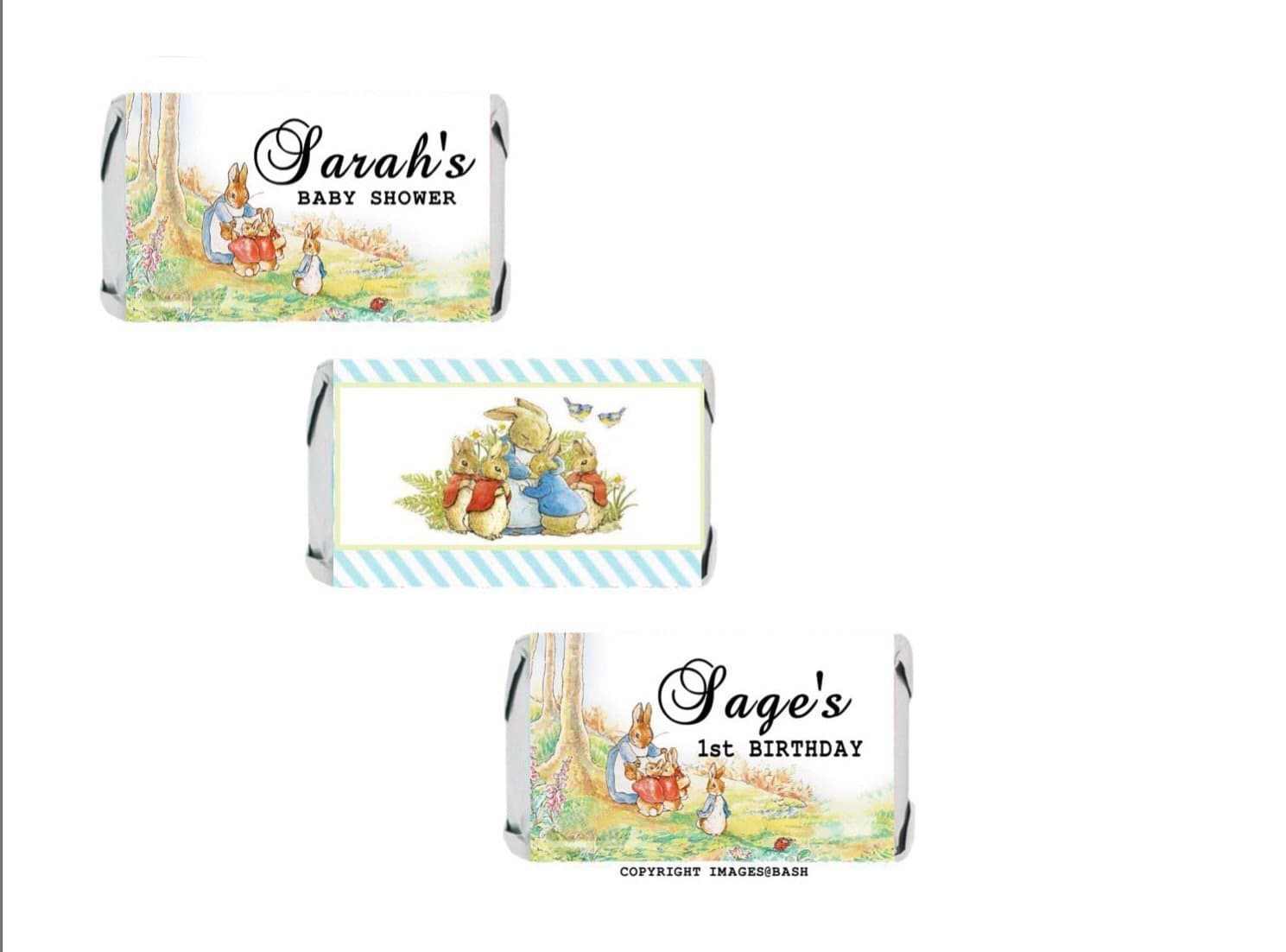 Peter Rabbit Candy Stickers - BIRTHDAY OR BABY SHOWER - Candy Stickers - Candy Favor Stickers - Easter Decorations or Miniature Candy Stickers