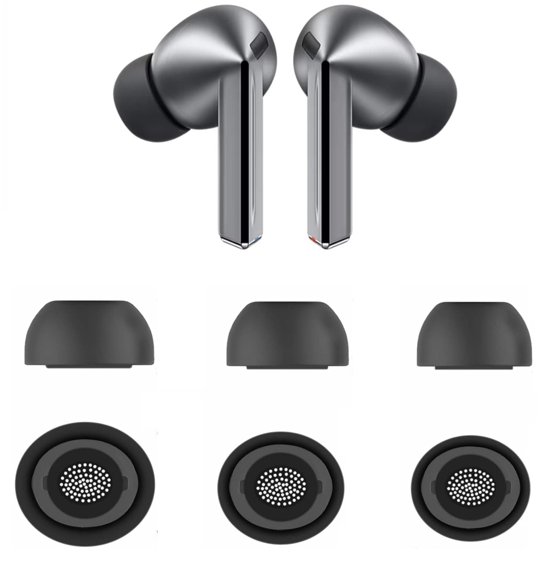 Replacement for Galaxy Buds3 Pro Earbuds Tips Silicone Ear Tips, Galaxy Buds 3 Pro Eartips S/M/L 3 Size 3 Pairs Upgrade Black 913b3