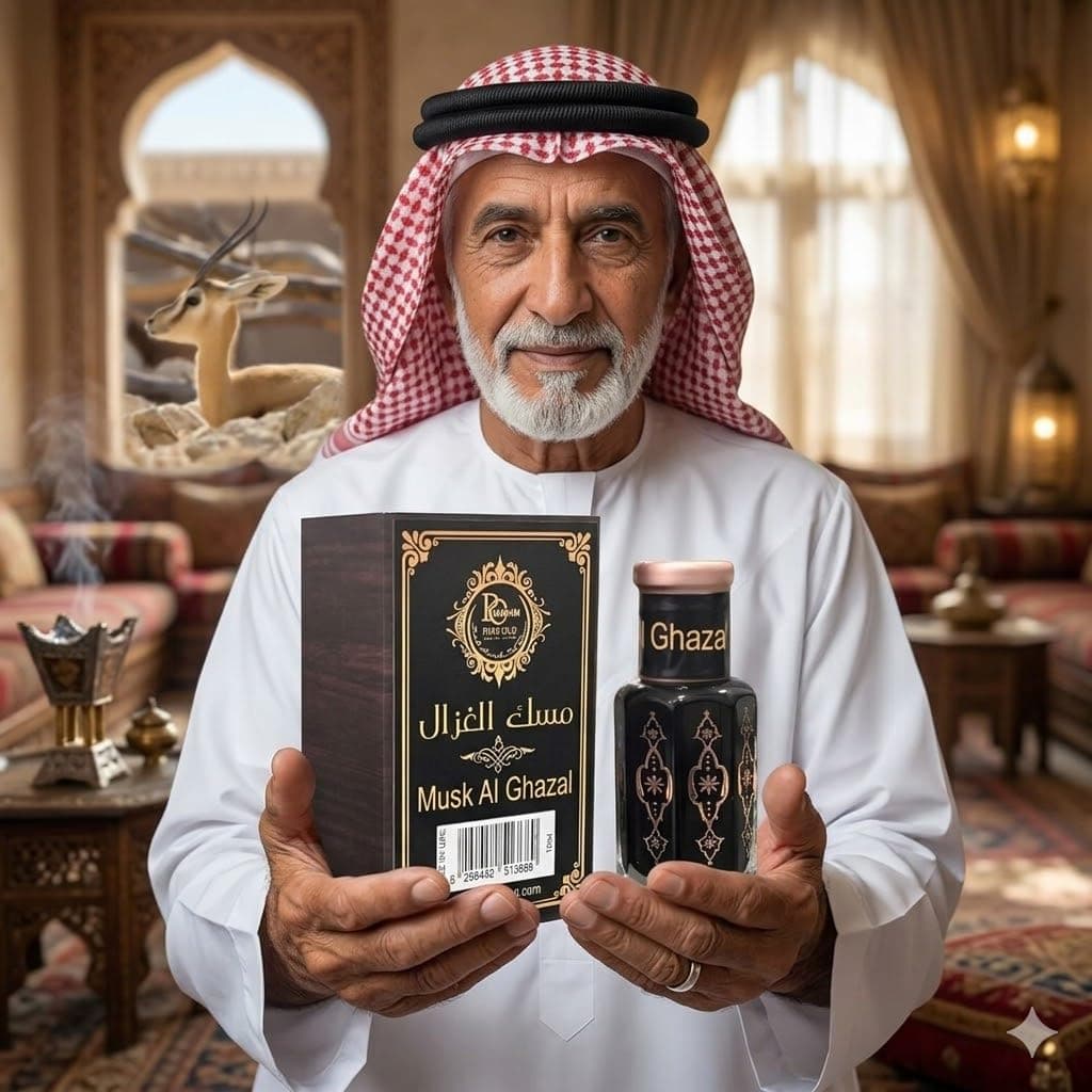 Musk Al Ghazal Black Original Deer Attar 12ml – Alcohol-Free Floral Perfume Oil | Unisex | Long-Lasting Concentrated Arabian Fragrance | Travel-Friendly Deer Musk Attar for Men & Women
