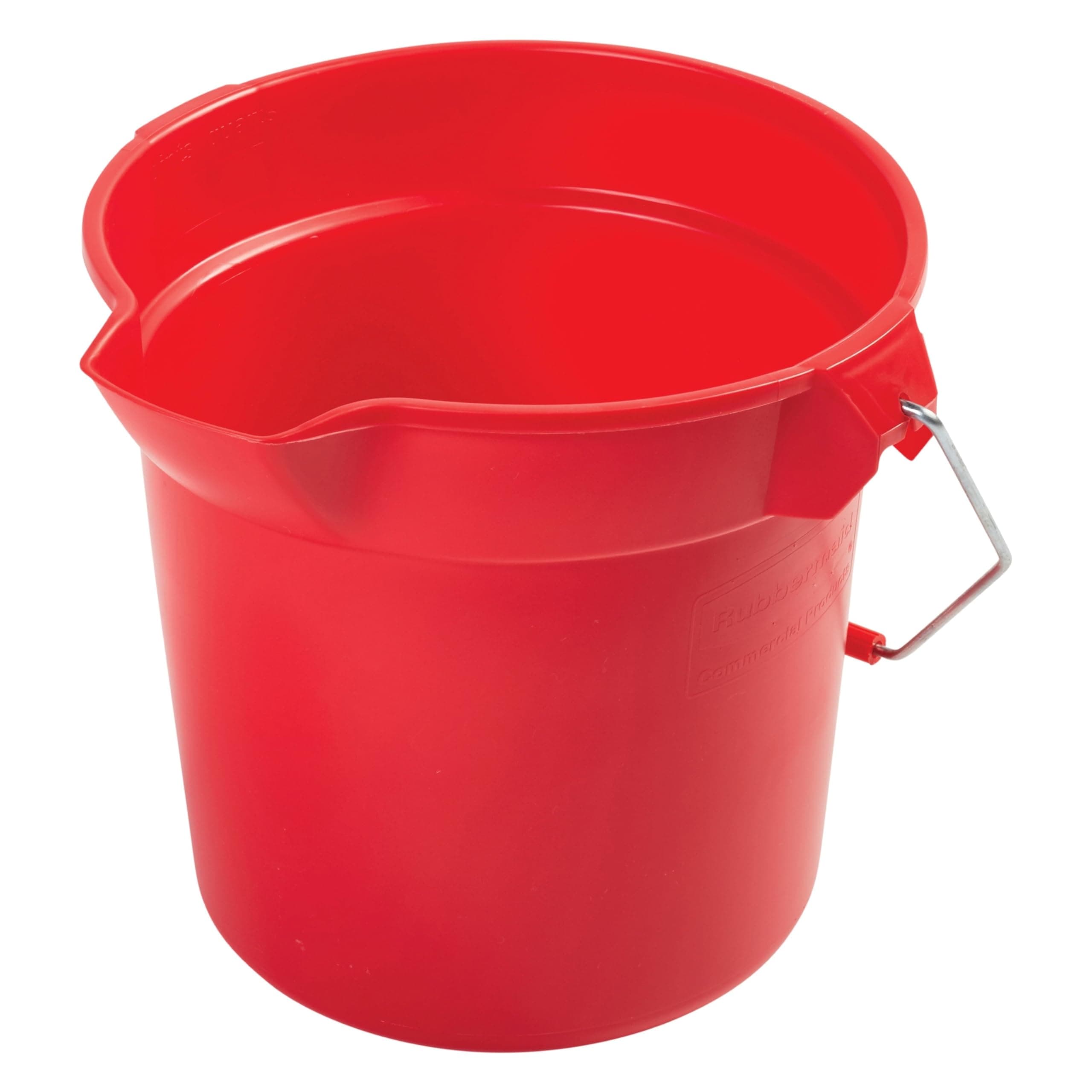 Rubbermaid Commercial Products Brute Heavy-Duty Round Bucket, 10-Quart, Red, Corrosive-Resistant Pail with Handle for Cleaning/Material Transport