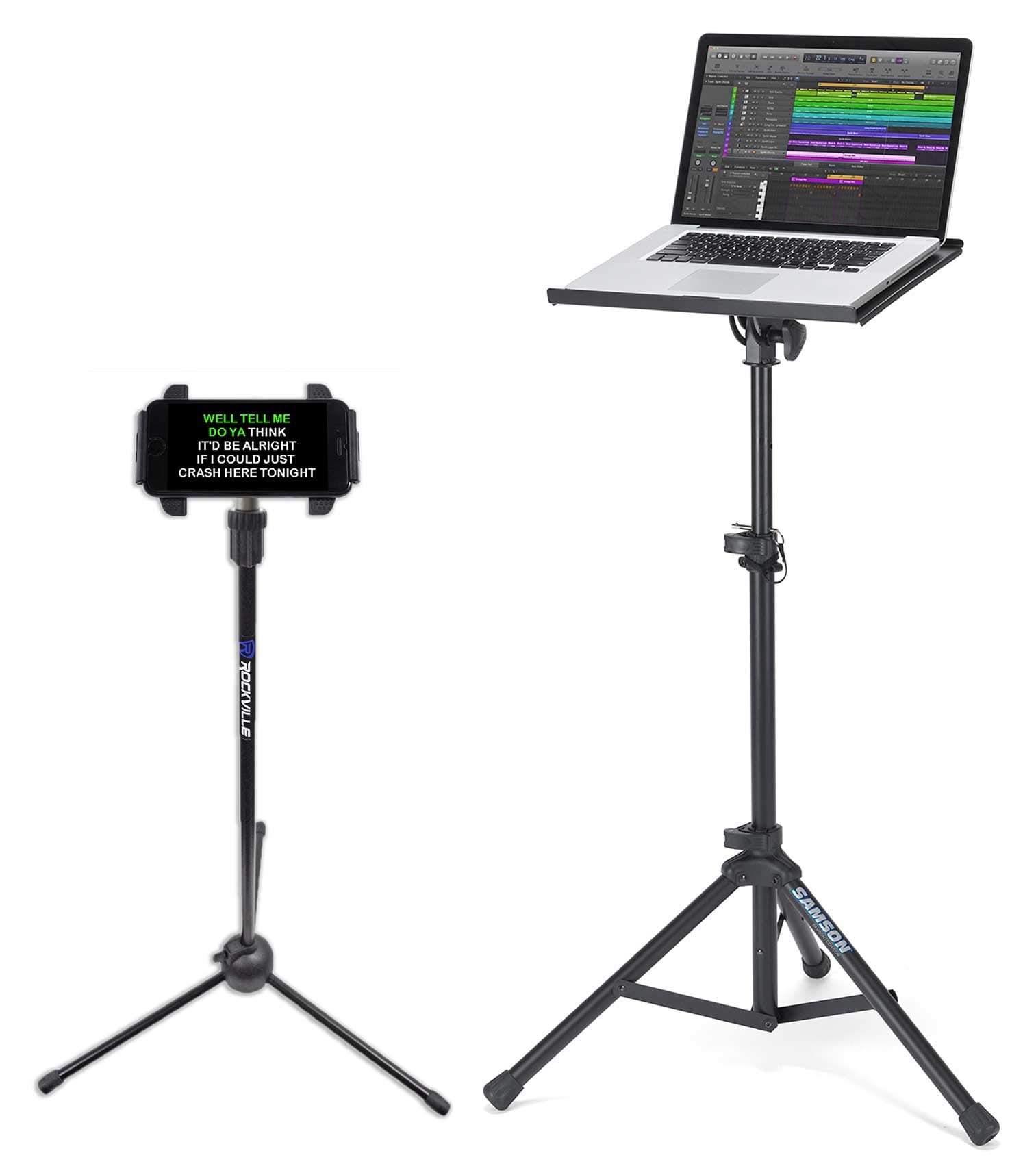 Samson LTS50 Laptop Stand w/ Tripod, Tilt, Grip Surface+Tablet/Smartphone Stand